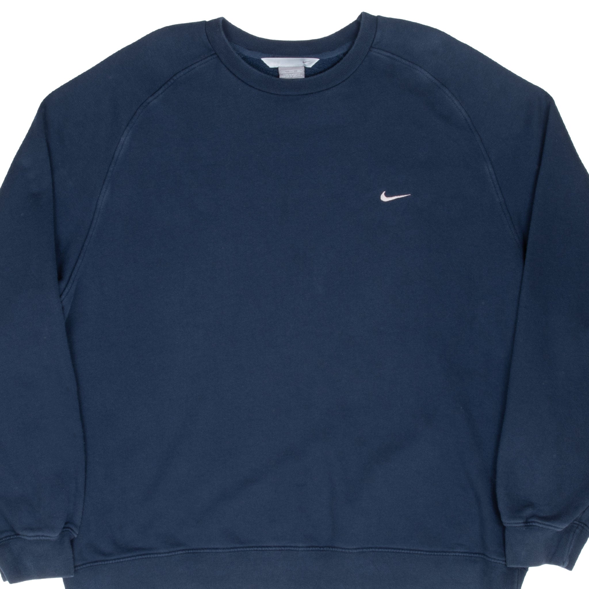 Vintage Nike Classic Swoosh Navy Blue Sweatshirt 2000S Size 2XL