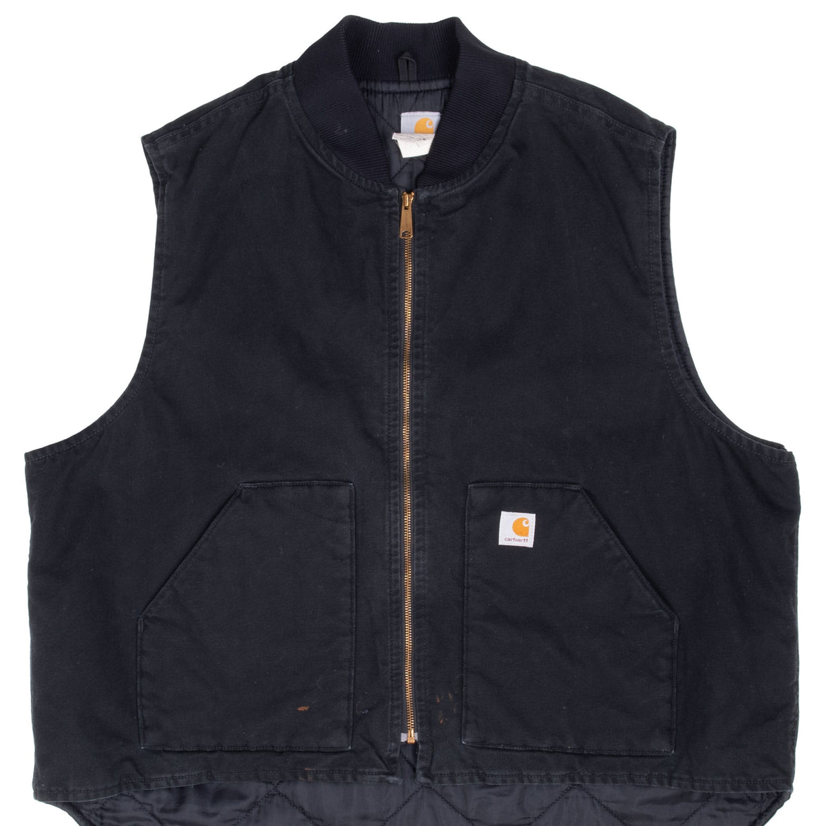 Vintage Carhartt Quilt Lined Black Vest Jacket V01Blk 2012 Size 3Xl