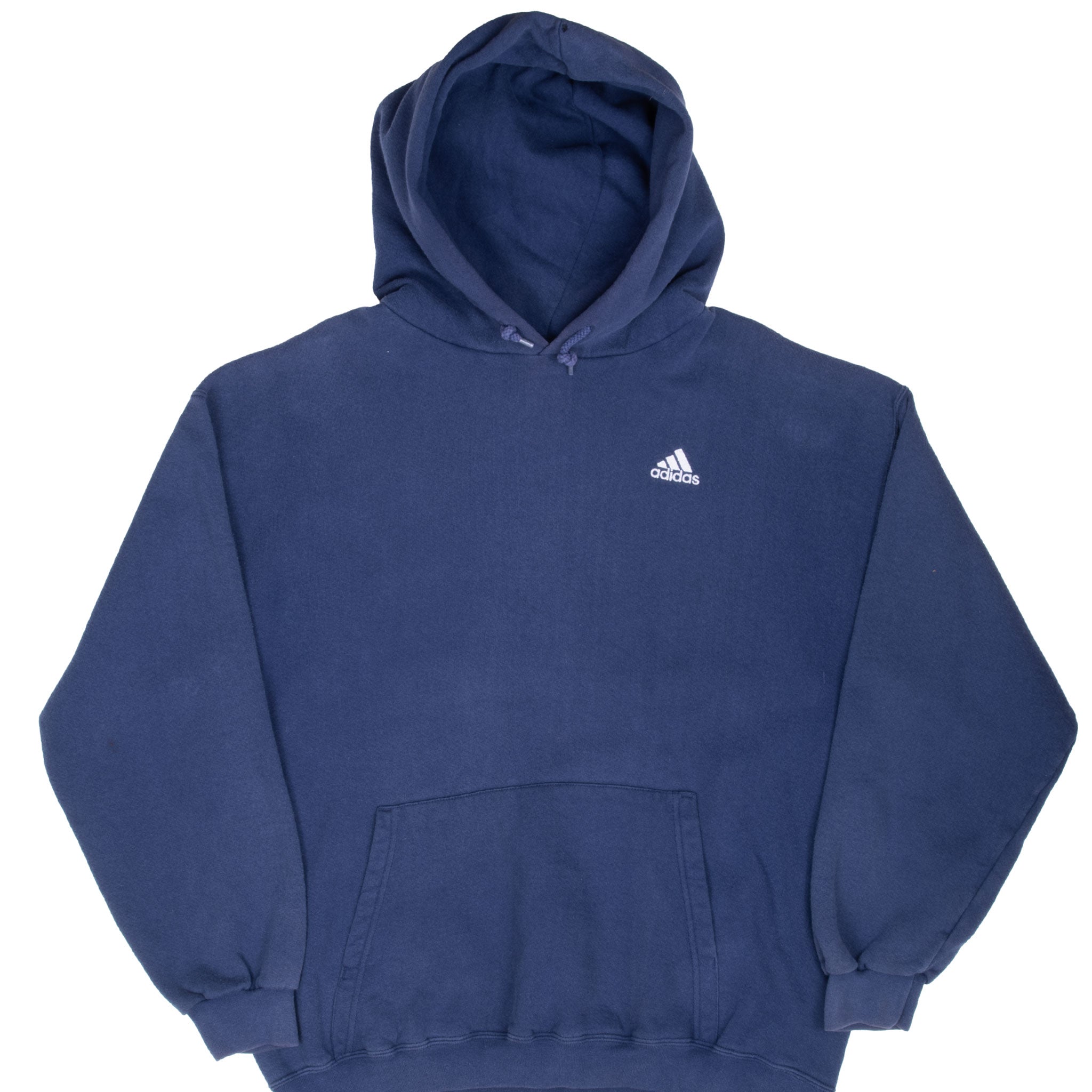 Vintage Adidas Navy Blue Hoodie Sweatshirt 1990S Size Large Made In Usa