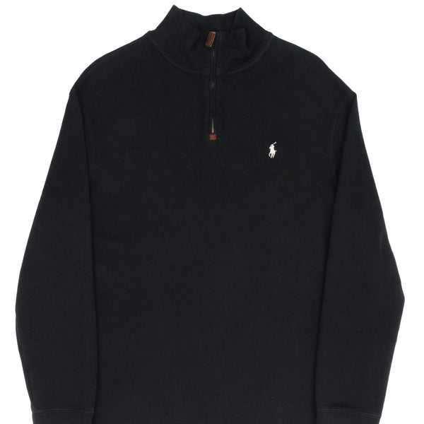 Vintage Polo Ralph Lauren Black Quarter 1/4 Zip Sweater 1990s Size XL
