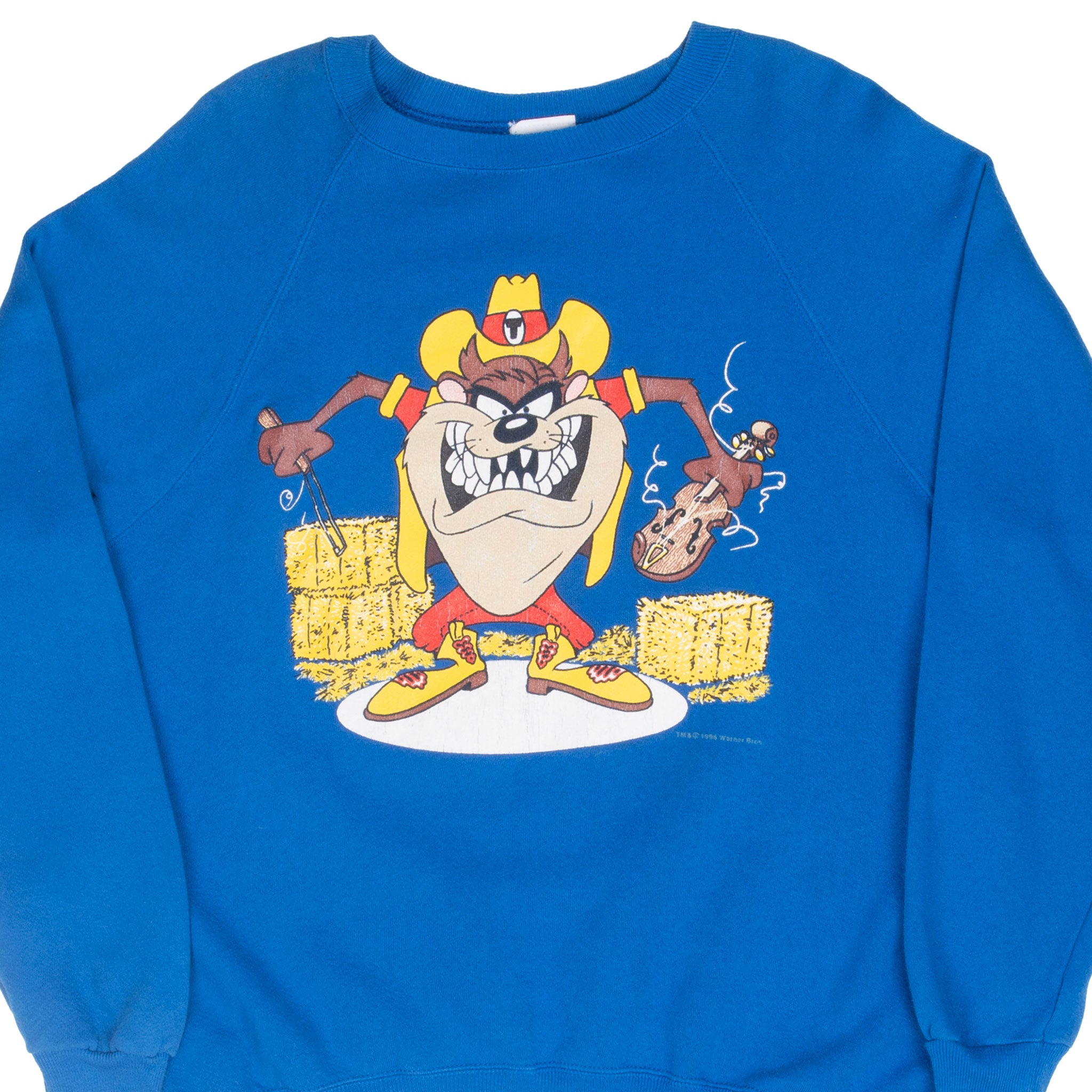 Vintage Looney Tunes Taz Western Cowboy Sweatshirt 1996 Size Large Made In Usa