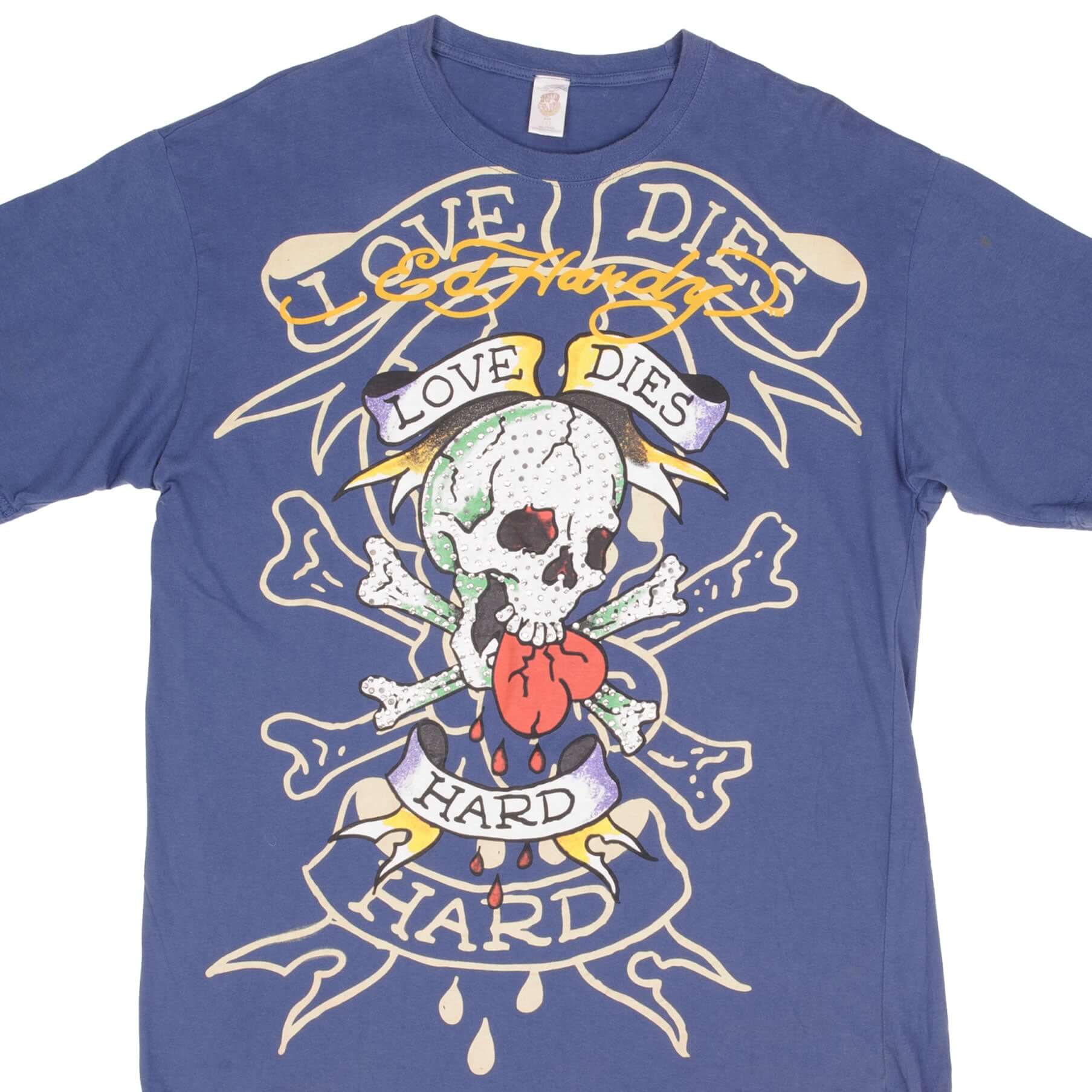 Vintage Ed Hardy By Christian Audigier Love Dies Hard Tee Shirt 2000S Size XL