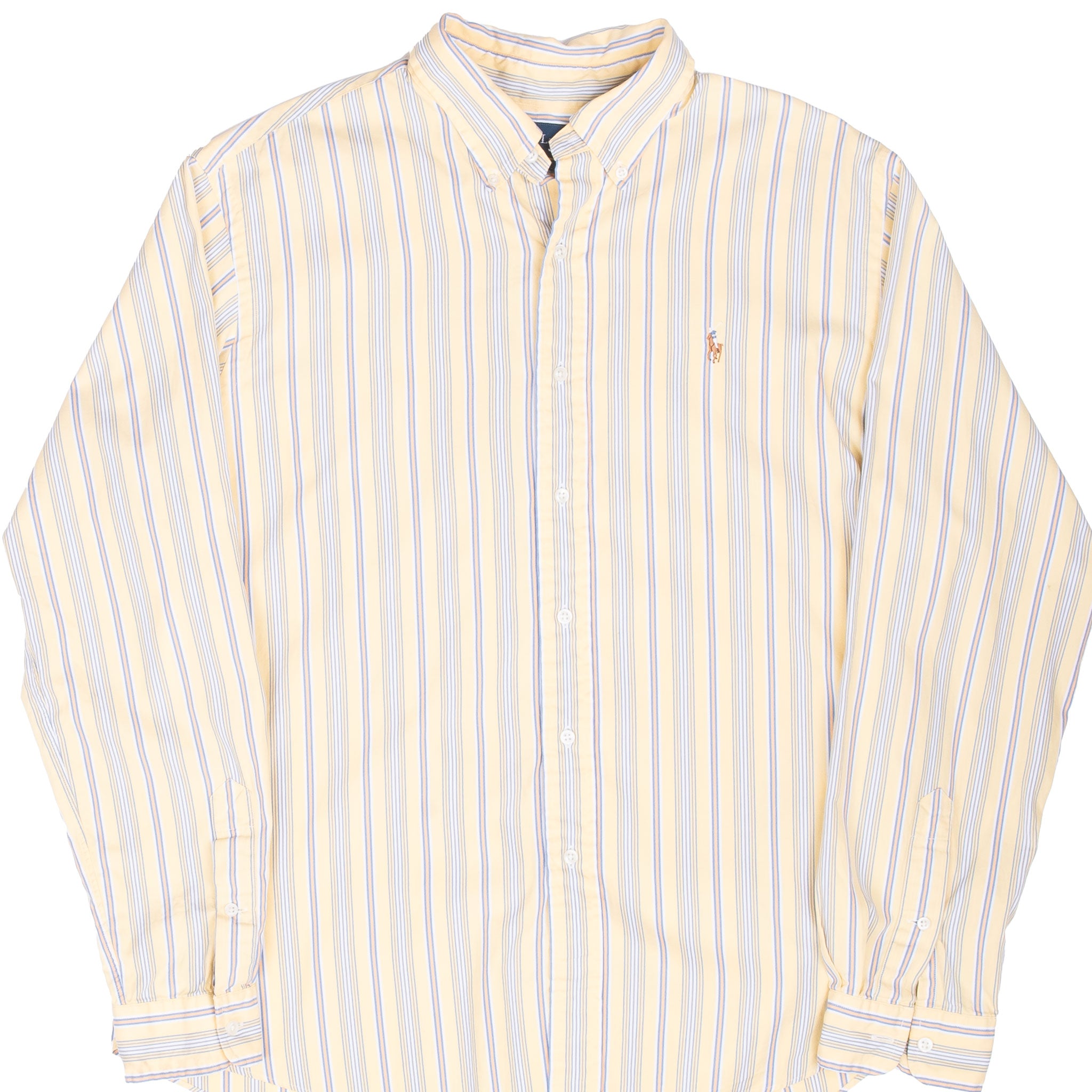 Vintage Ralph Lauren Yellow Striped Shirt 1990S Size XL