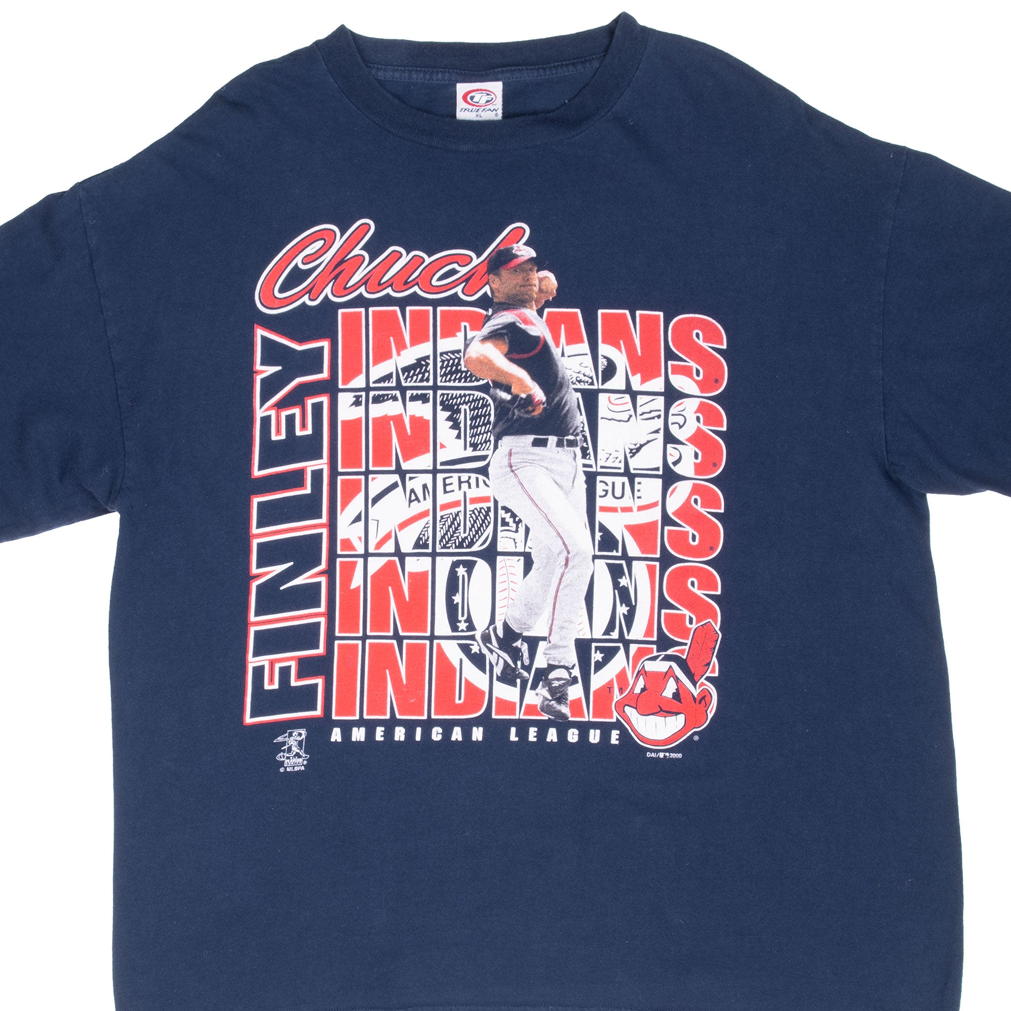Vintage Mlb Cleveland Indians Chuck Finley 2000 Tee Shirt Size XL