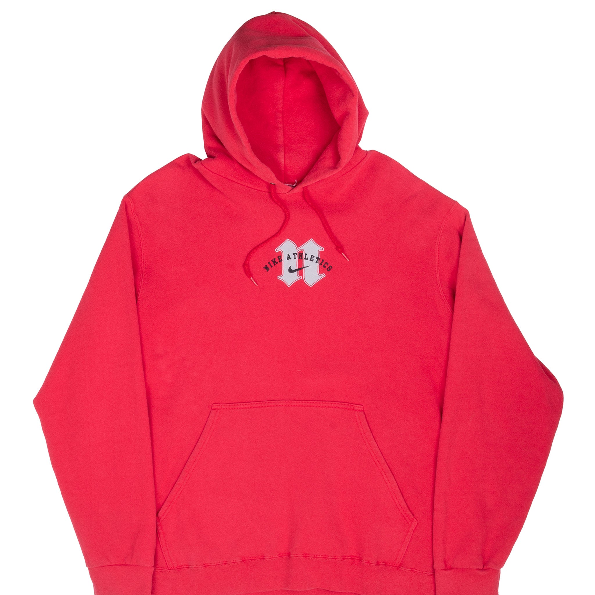 Vintage Nike Center Swoosh Athletics Red Hoodie 1990S Size XL Made In Usa