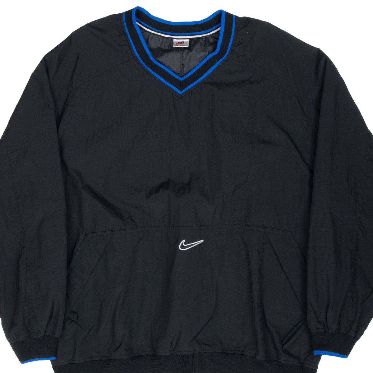 Vintage Nike Windbreaker Pullover Center Swoosh Black Jacket 1990S Size 2XL