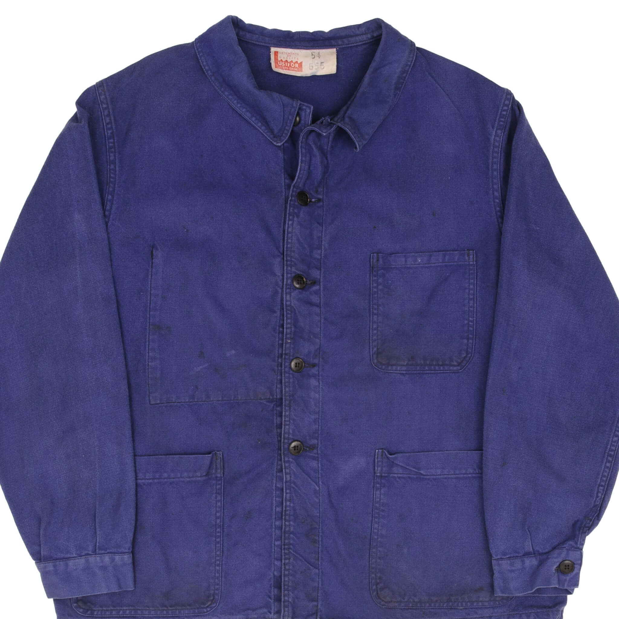 Vintage French Work Wear USIFOR Flers-Orne Jacket Bleu De Travail 1960s Size Euro 54 Equivalent Large 
