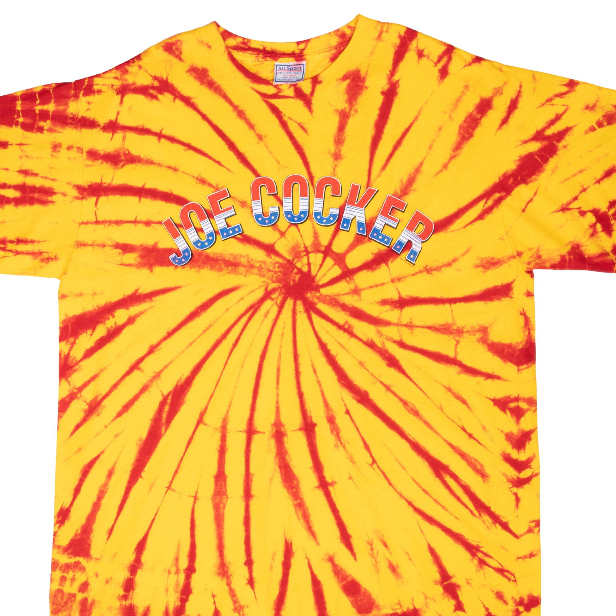 Vintage Joe Cocker World Tour 1994 Tie Dye Tee Shirt Size 2XL With Single Stitch Sleeves Made In Usa