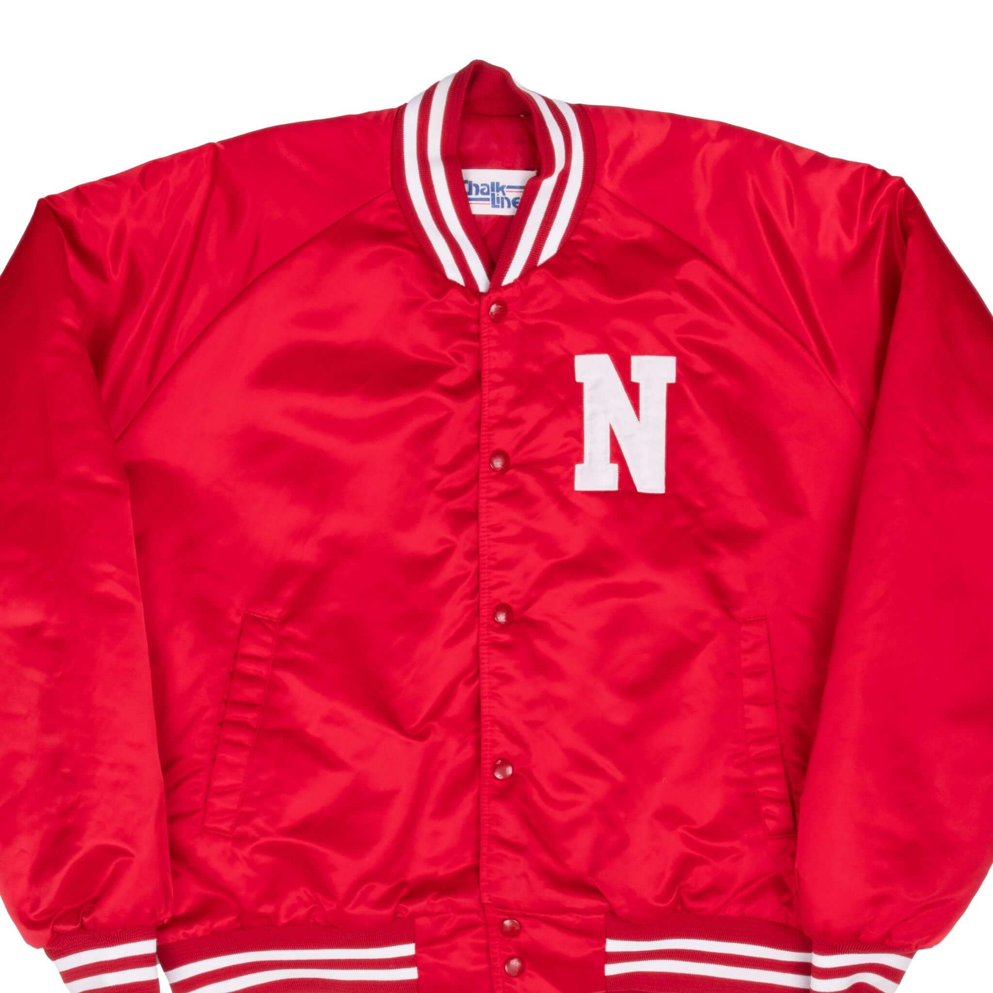 Vintage Ncaa Nebraska Satin Chalk Line Bomber Jacket 1990S Size XL
