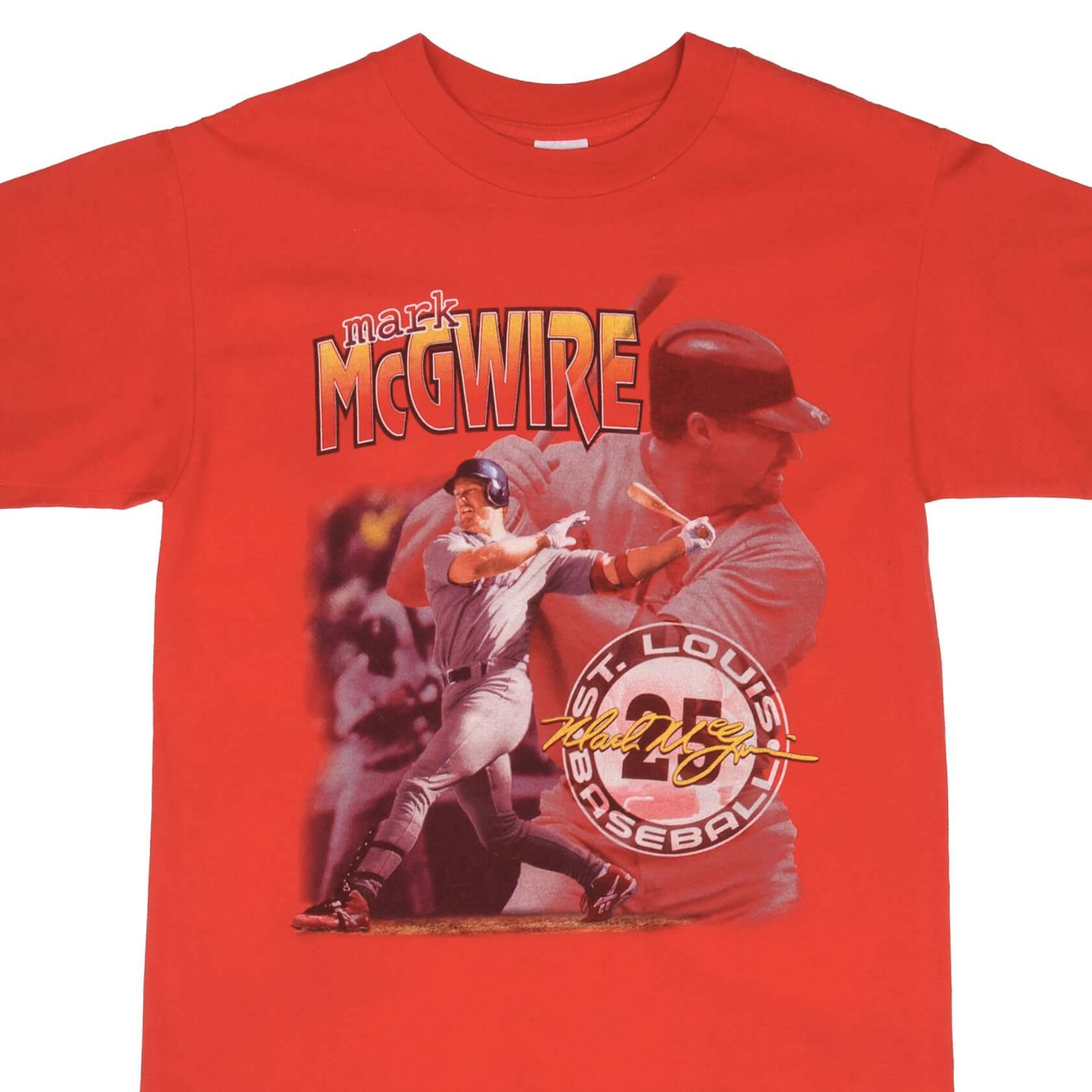 Vintage MLB St. Louis Cardinals Mark McGwire 1990S Tee Shirt Size Medium Made In USA With Single Stitch Sleeves.