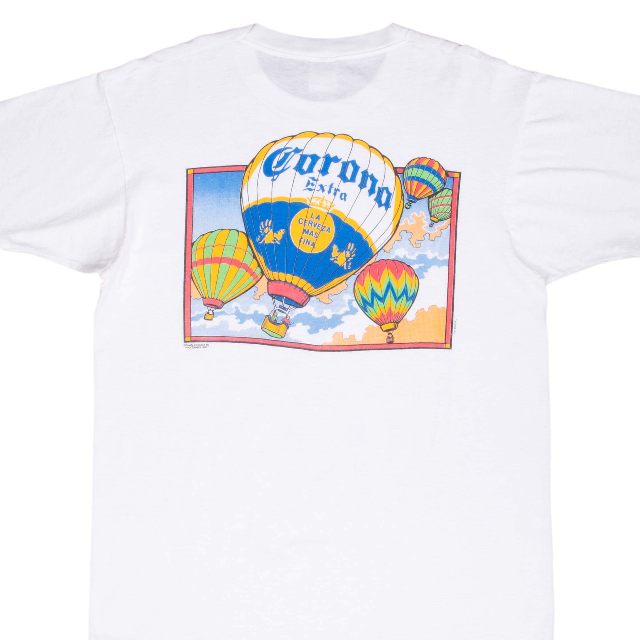 Vintage Corona Extra Hot Air Ballon Tee Shirt 1990S Size Large Made In Usa With Single Stitch Sleeves