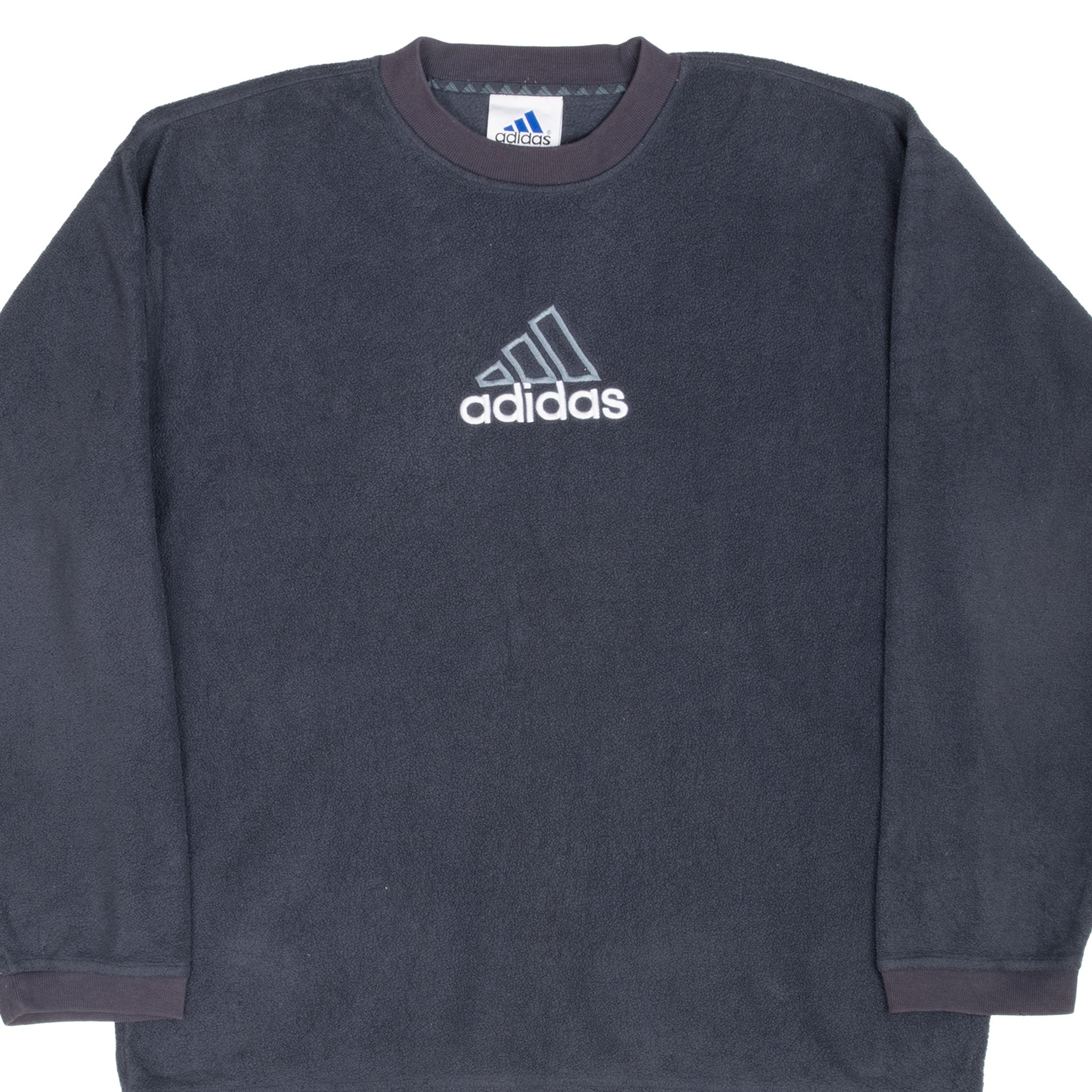 Vintage Adidas Black Fleece Crewneck Sweatshirt 1990S Size Medium