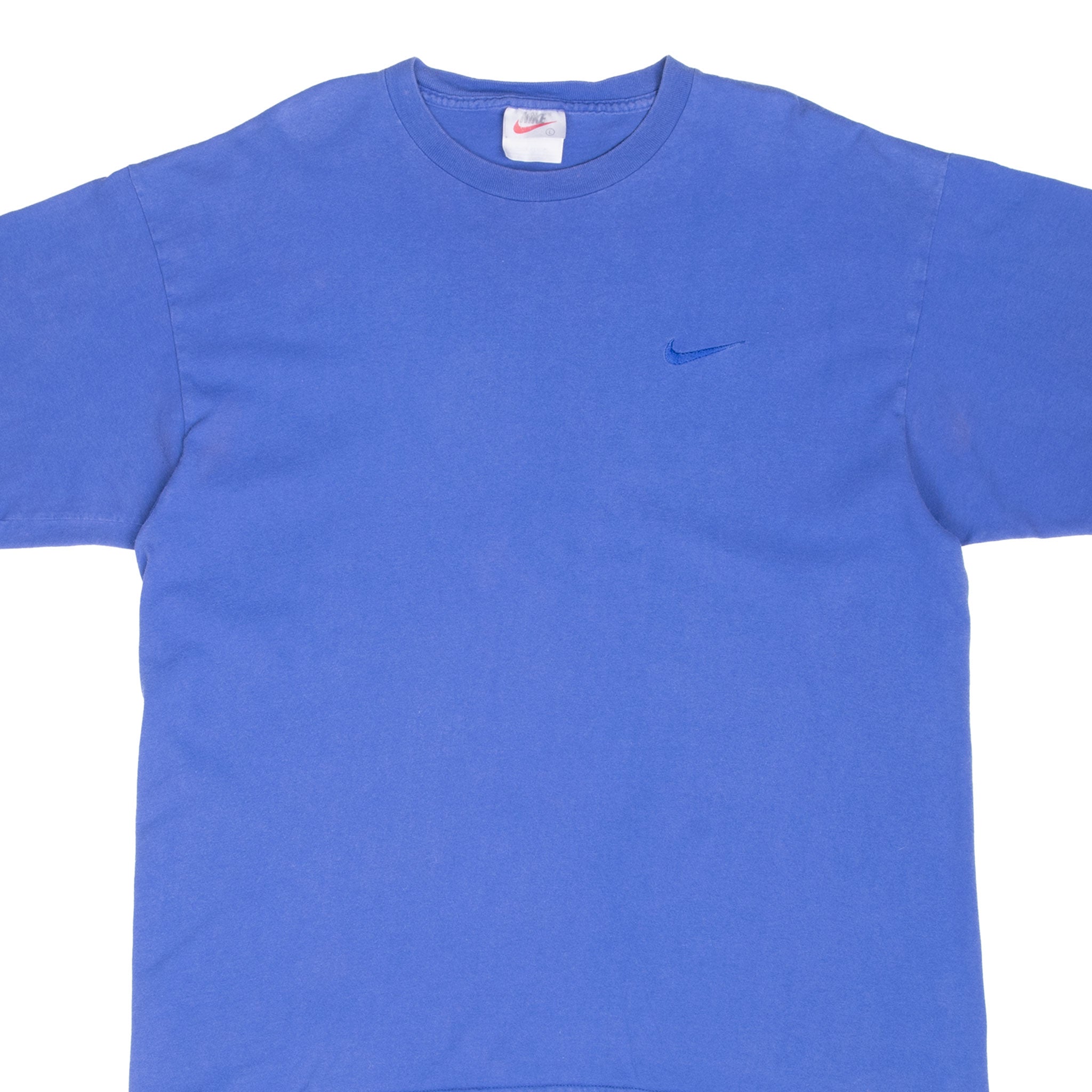 Vintage Nike Classic Swoosh Purple Blue Tee Shirt 1990S Size Large Made In Usa
