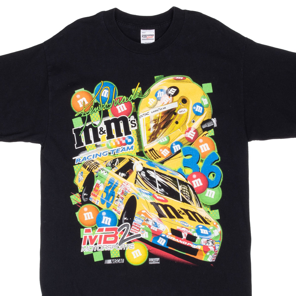 Vintage Nascar Ken Shrader #36 M&Ms 2002 Tee Shirt Size Large