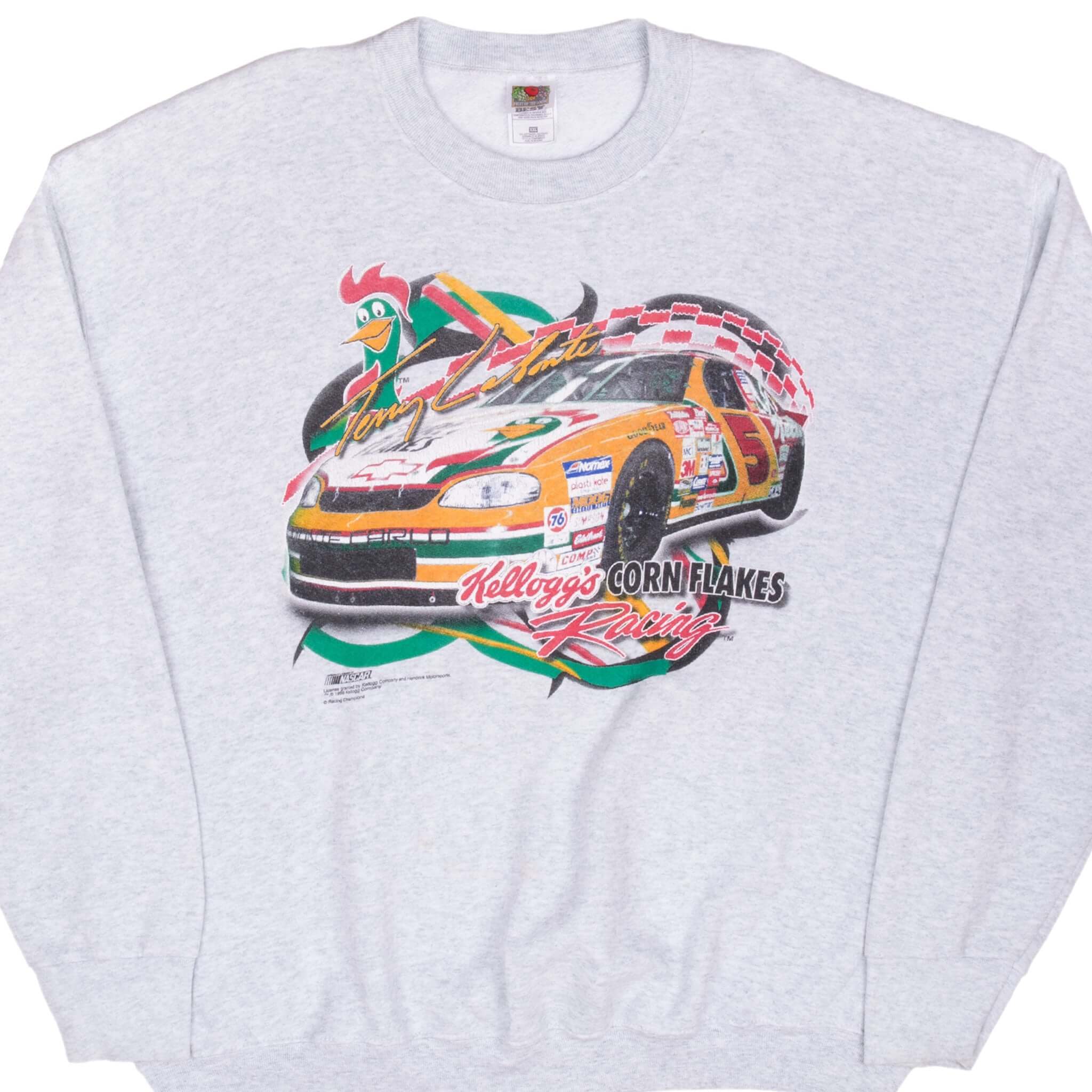 Vintage Nascar Terry Labonte Kellogg's Grey Sweatshirt 1999 Size 2XL