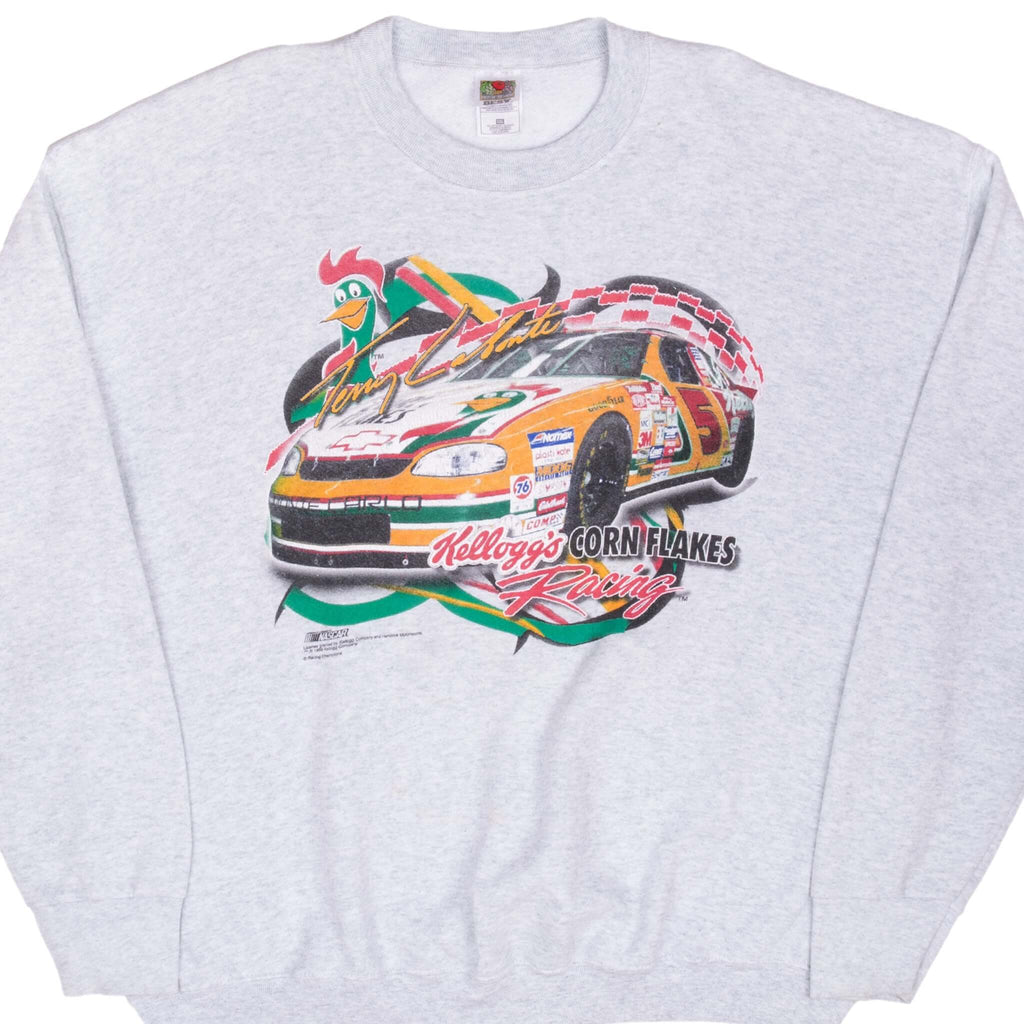 Vintage Nascar Terry Labonte Kellogg's Grey Sweatshirt 1999 Size 2XL