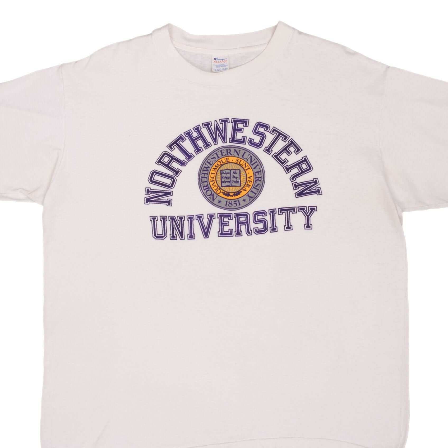 Vintage Champion Northwestern University Tee Shirt 1980S Size XL Made In USA With Single Stitch Sleeves