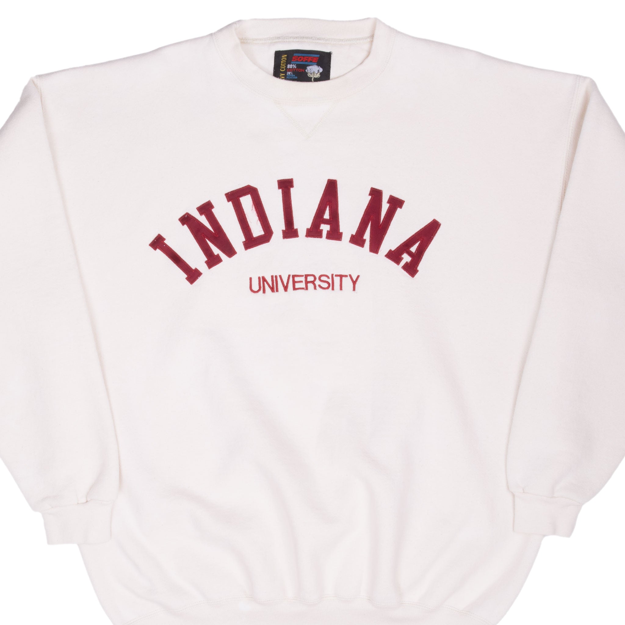 Vintage Indiana University Ivory Sweatshirt 1990S Size 2XL Made In Usa