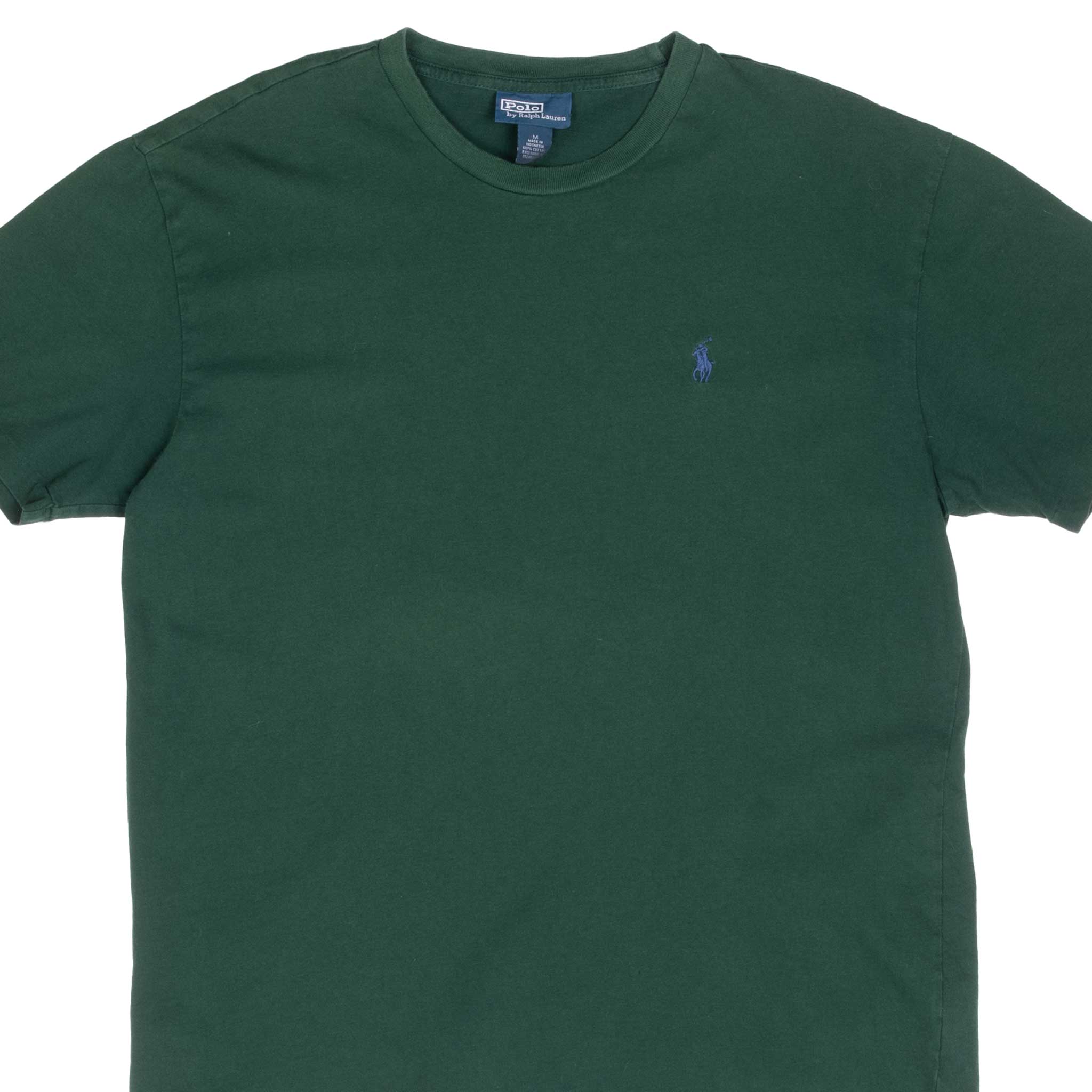 Vintage Polo Ralph Lauren Green Classic Tee Shirt 1990S Size Medium With Single Stitch Sleeves