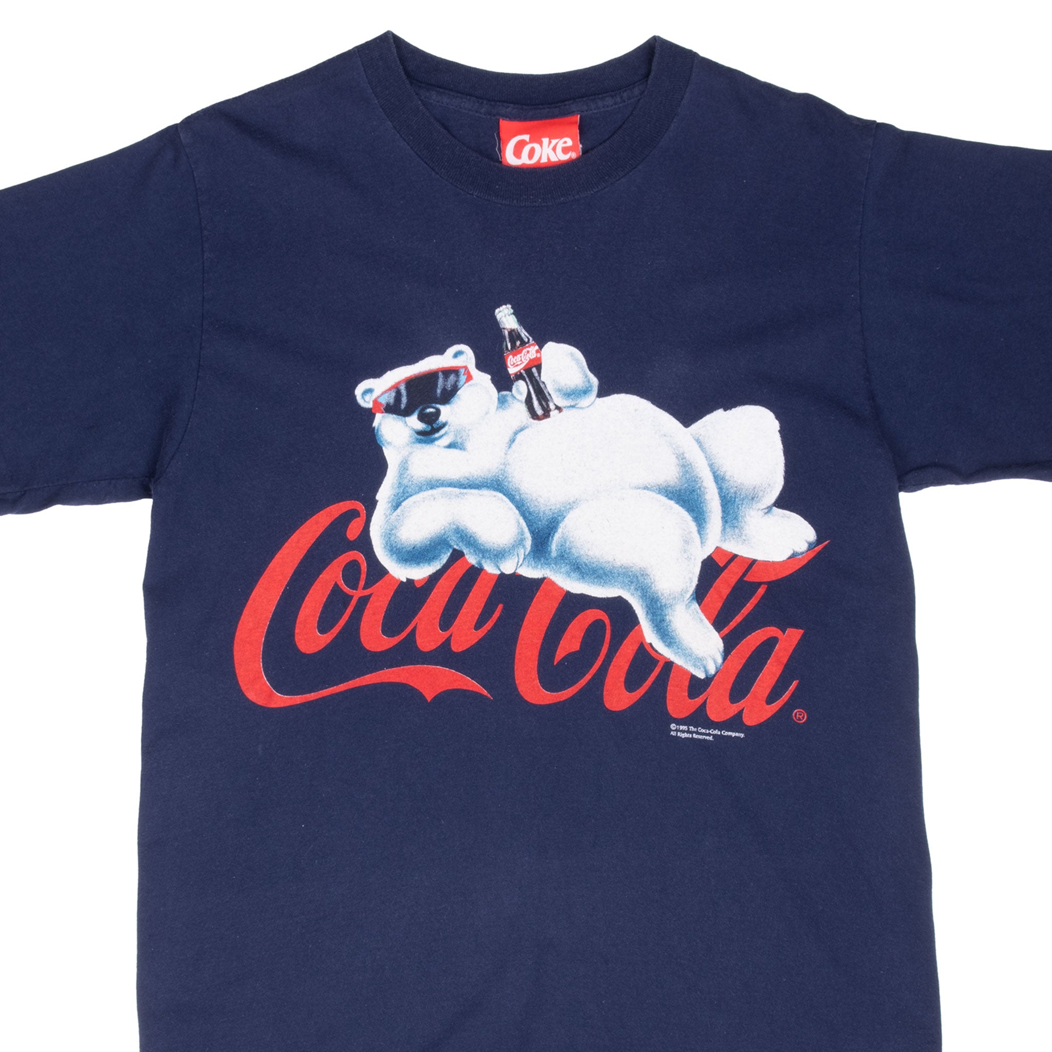 Vintage Coca Cola Polar Bear Tee Shirt 1995 Size Medium Made In USA With Single Stitch Sleeves