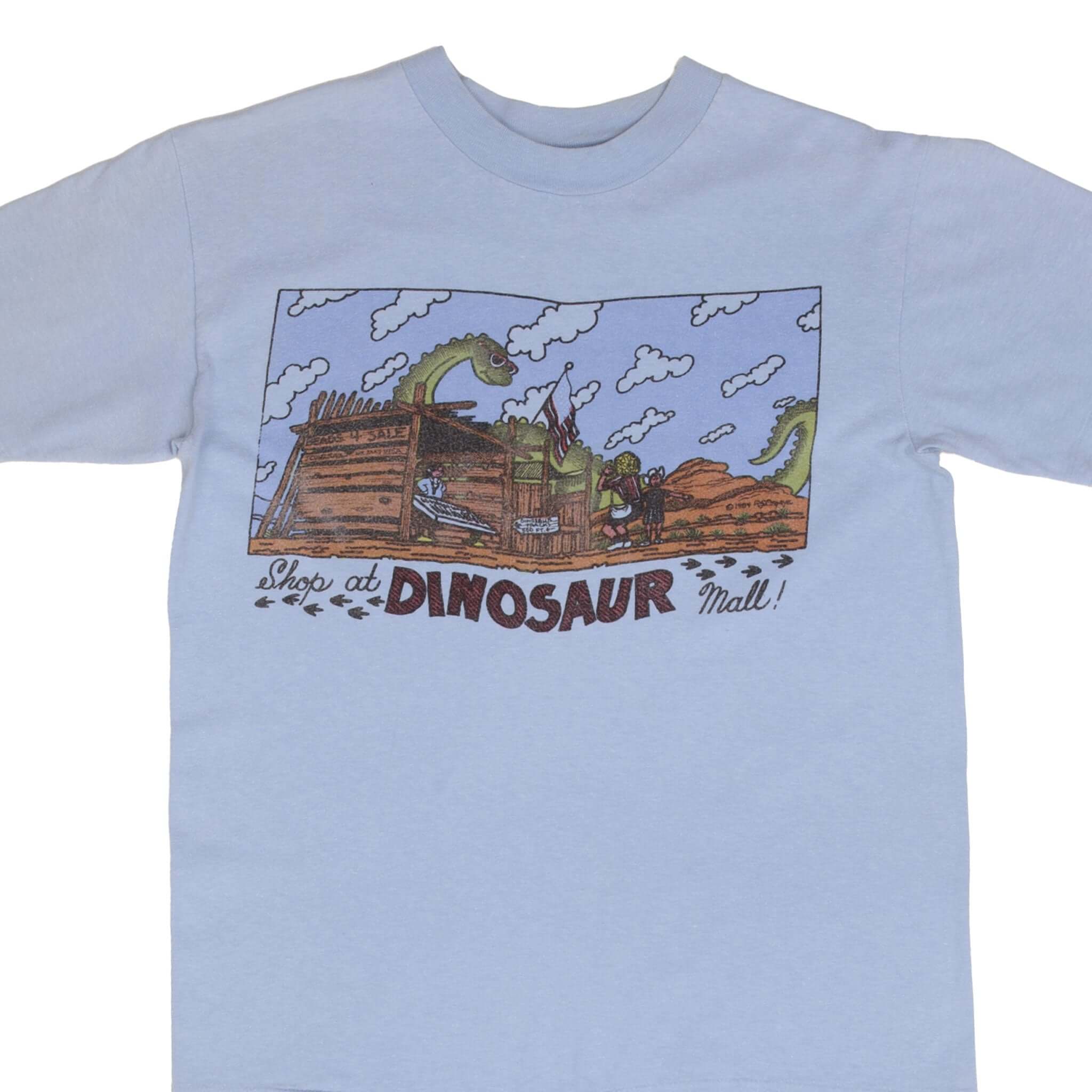 Vintage Dinosaur mall 1984 Graphic Tee Shirt Size Small Made In Usa With Single Stitch Sleeves