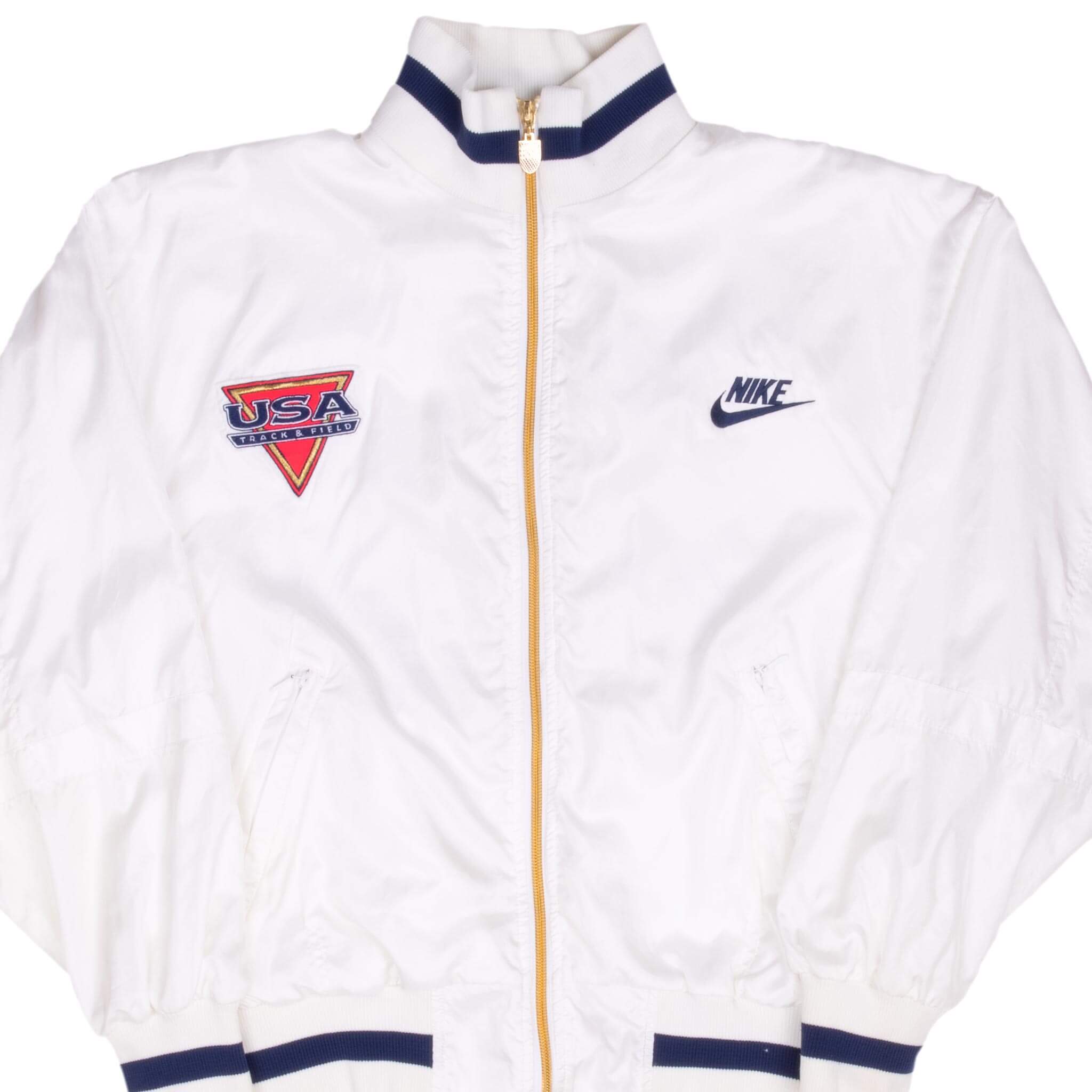Vintage Nike Track And Field Team Usa White Track Jacket 1980S Size Small Made In USA