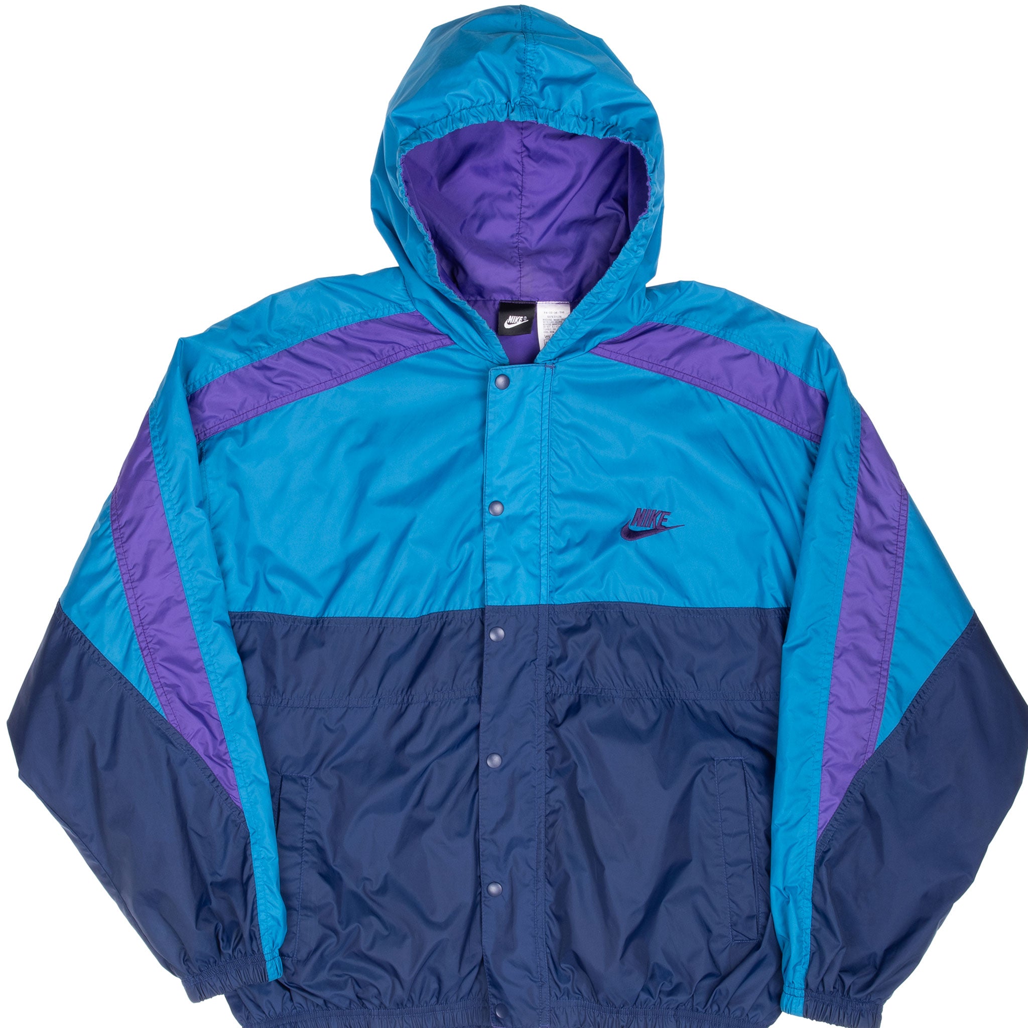 Vintage Nike Classic Swoosh Blue Purple Windbreaker Jacket 1990S Size Large