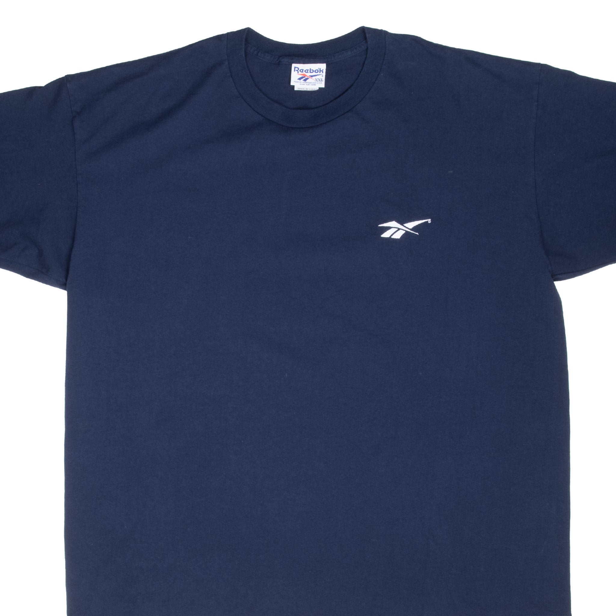 Vintage Reebok 1990S Navy Blue Tee Shirt Size 2XL Made In Usa