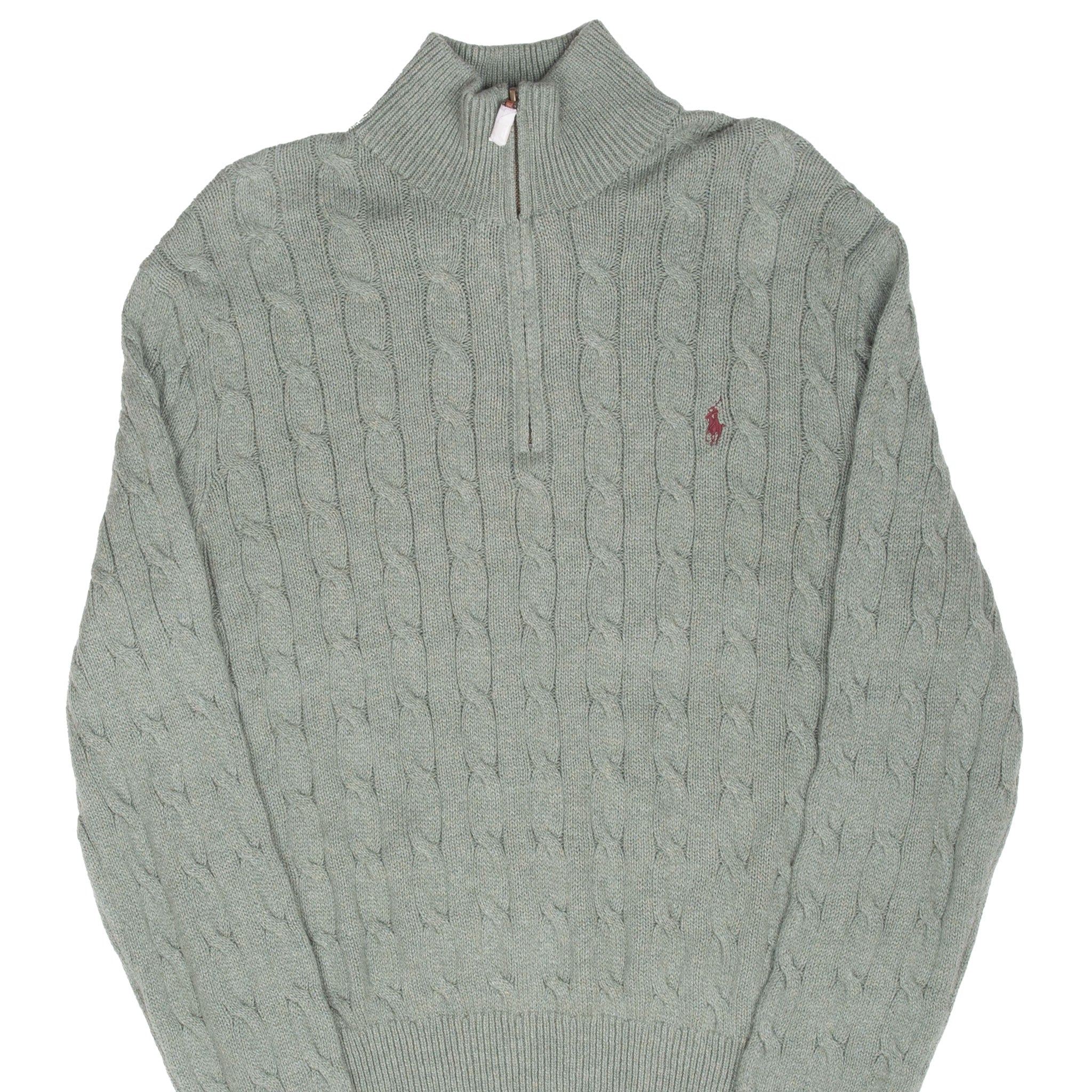 Vintage Polo Ralph Lauren Sage Green Quarter 1/4 Zip Sweater Size Large Deadstock