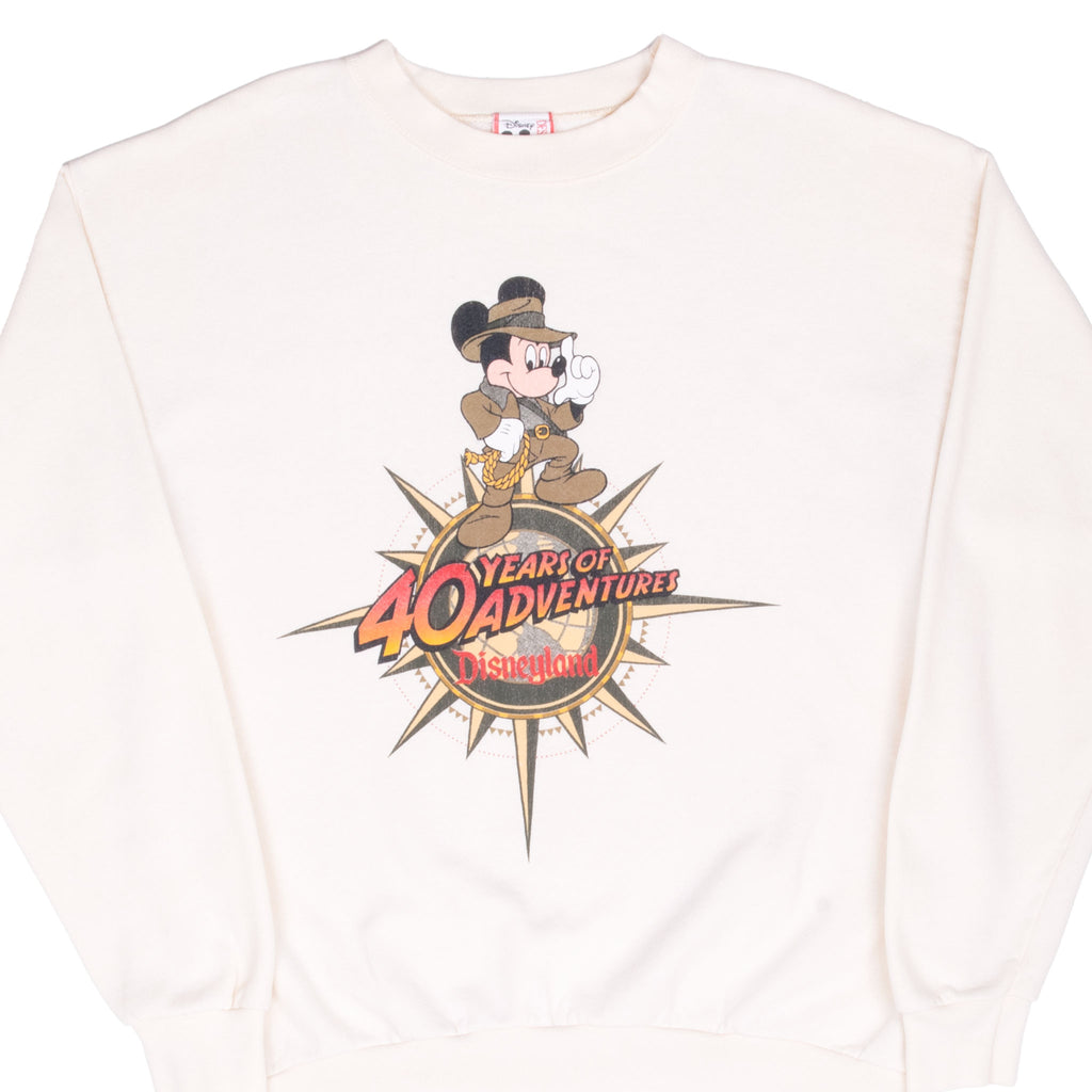 VINTAGE DISNEY MICKEY INDIANA JONES 40 YEARS OF ADVENTURE SWEATSHIRT 1990S LARGE
