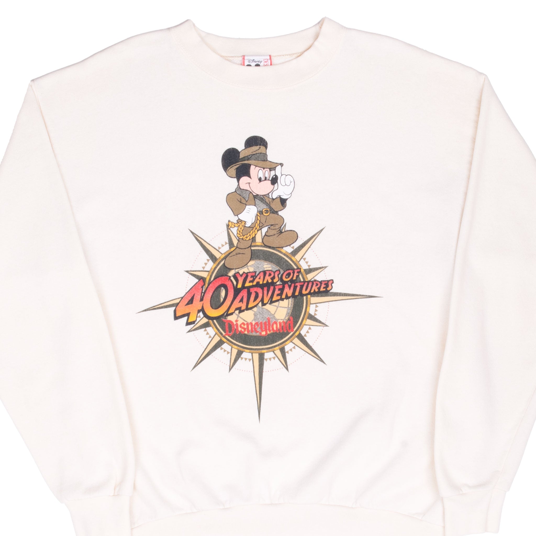 VINTAGE DISNEY MICKEY INDIANA JONES 40 YEARS OF ADVENTURE SWEATSHIRT 1990S LARGE