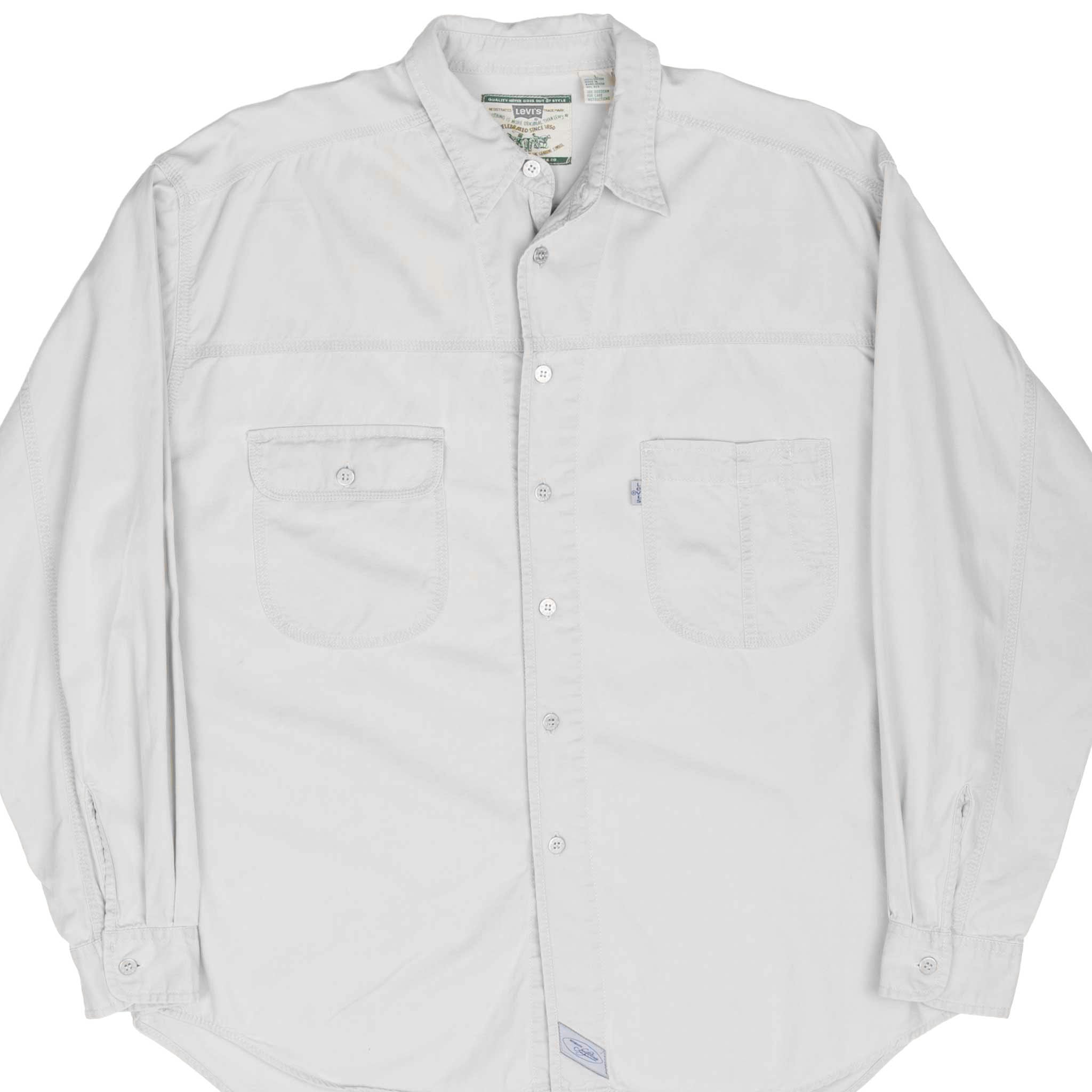 VINTAGE LEVIS POCKET BEIGE DENIM SHIRT 1990S LARGE