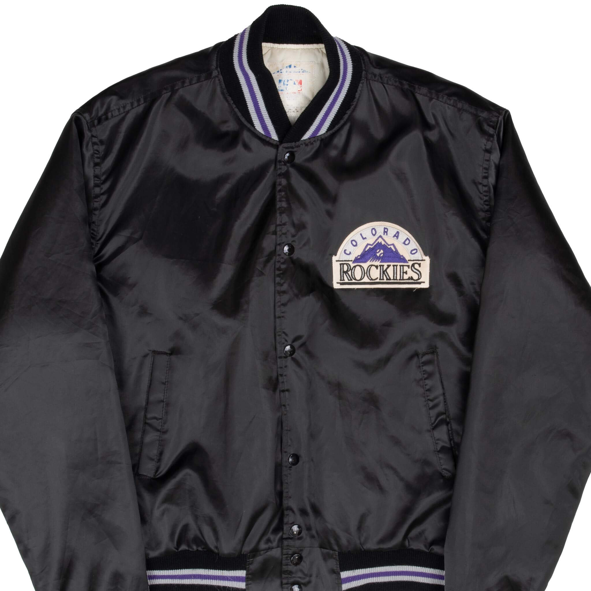 Vintage Mlb Colorado Rockies Satin Varsity Jacket 1990S Size XL Made In Usa