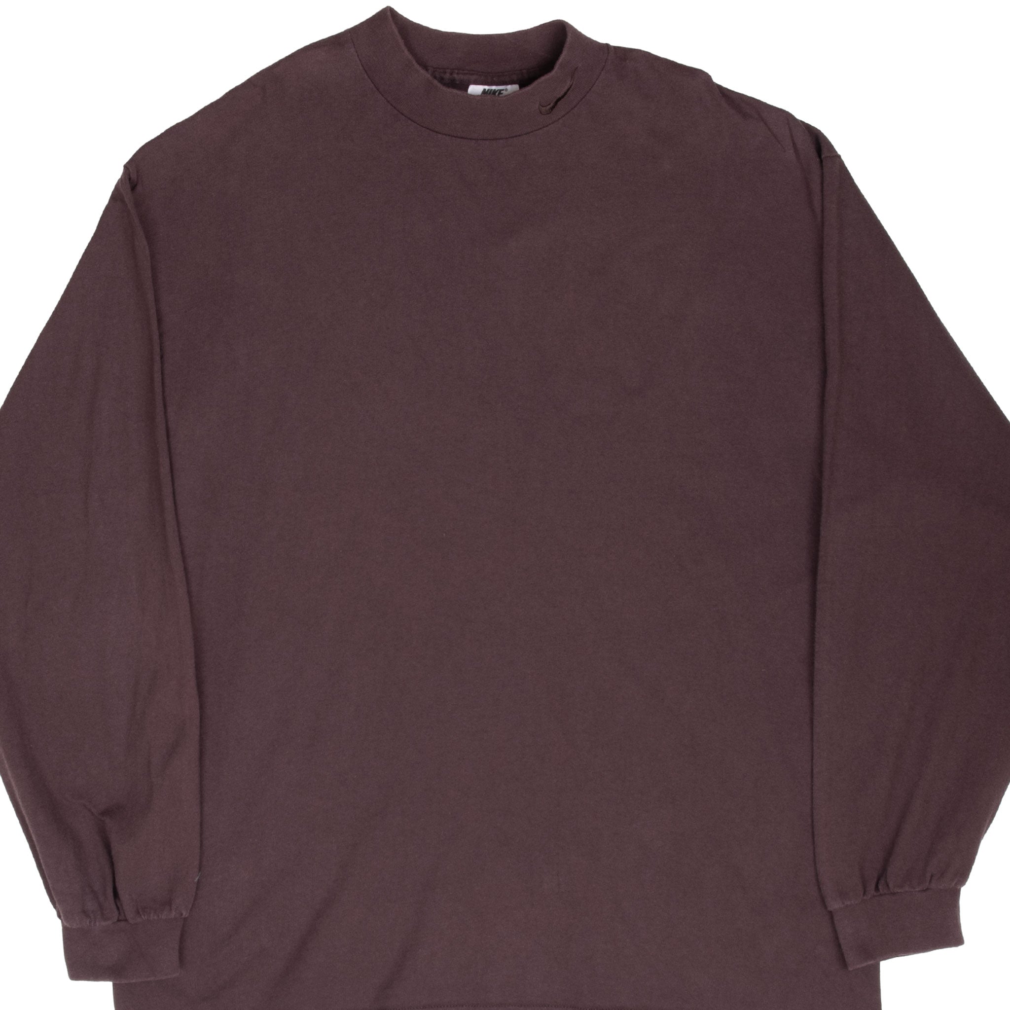 Vintage Nike Long Sleeve Turtle Neck Brown Tee Shirt 1990S Size XL Made Usa