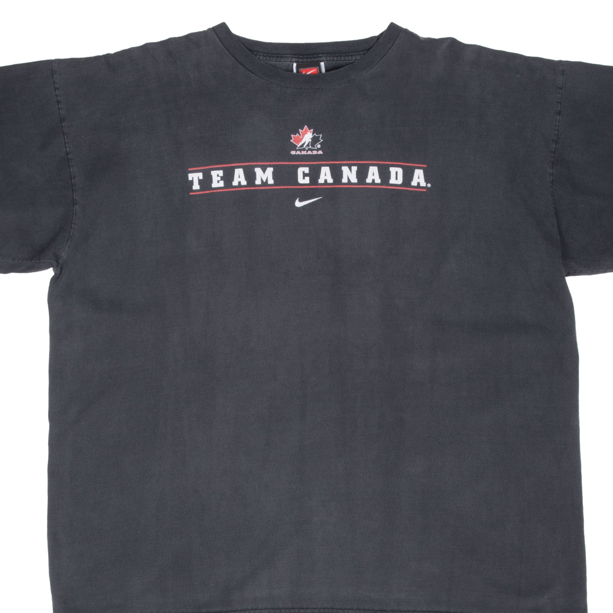 Vintage Nike Hockey Team Canada Black Tee Shirt 1990S Size 2XL