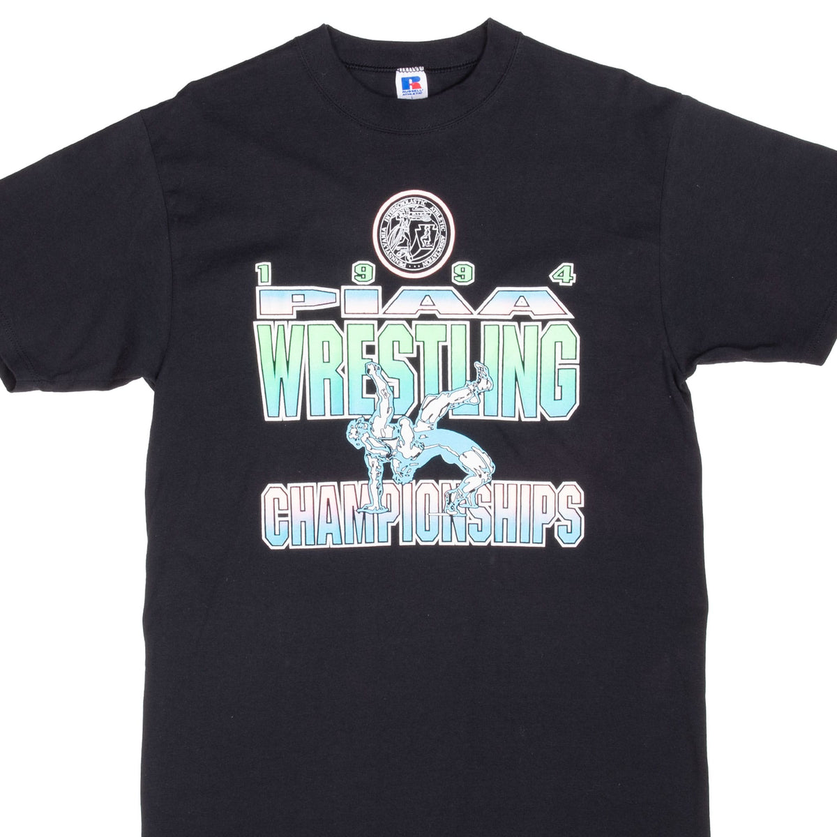 Front of black 1994 PIAA Wrestling Championships T-shirt with wrestlers graphic