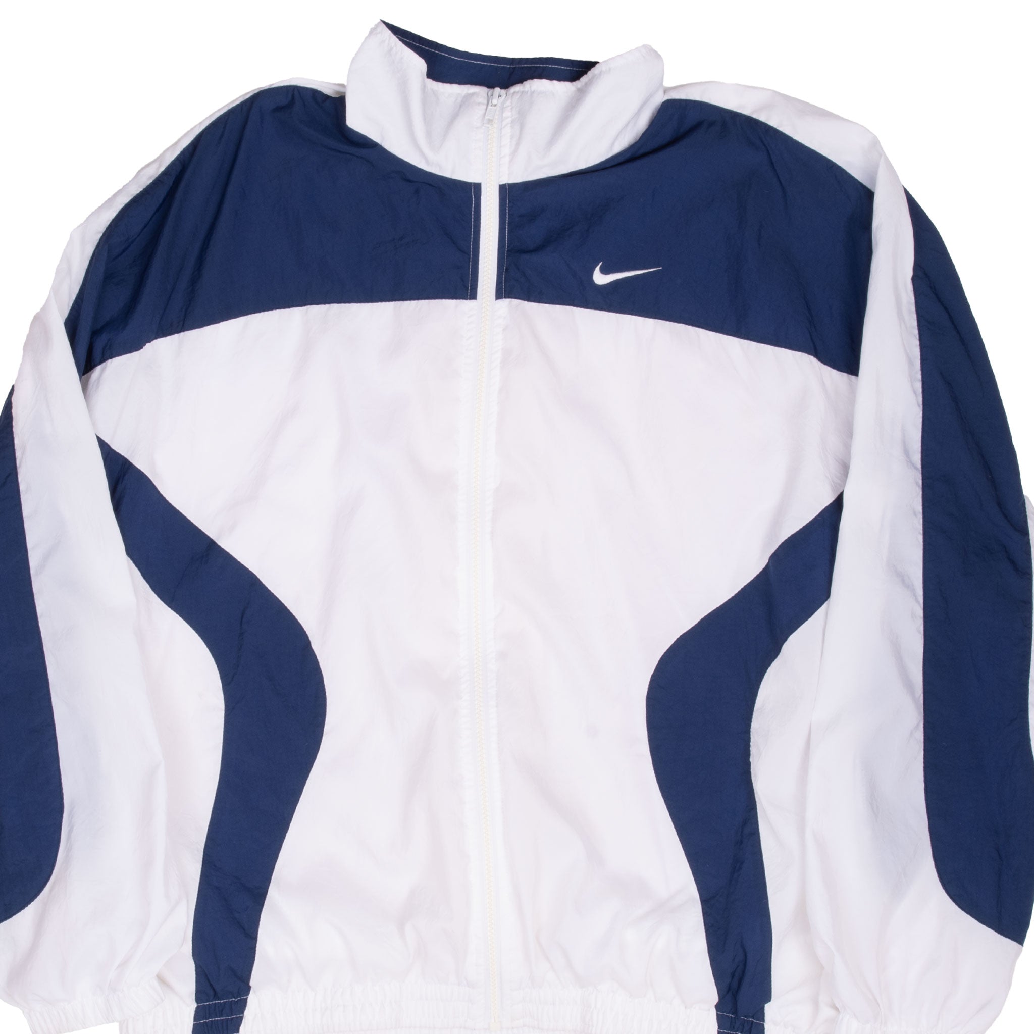 Vintage Nike Classic Swoosh Blue White Windbreaker Jacket 1990S Size XL