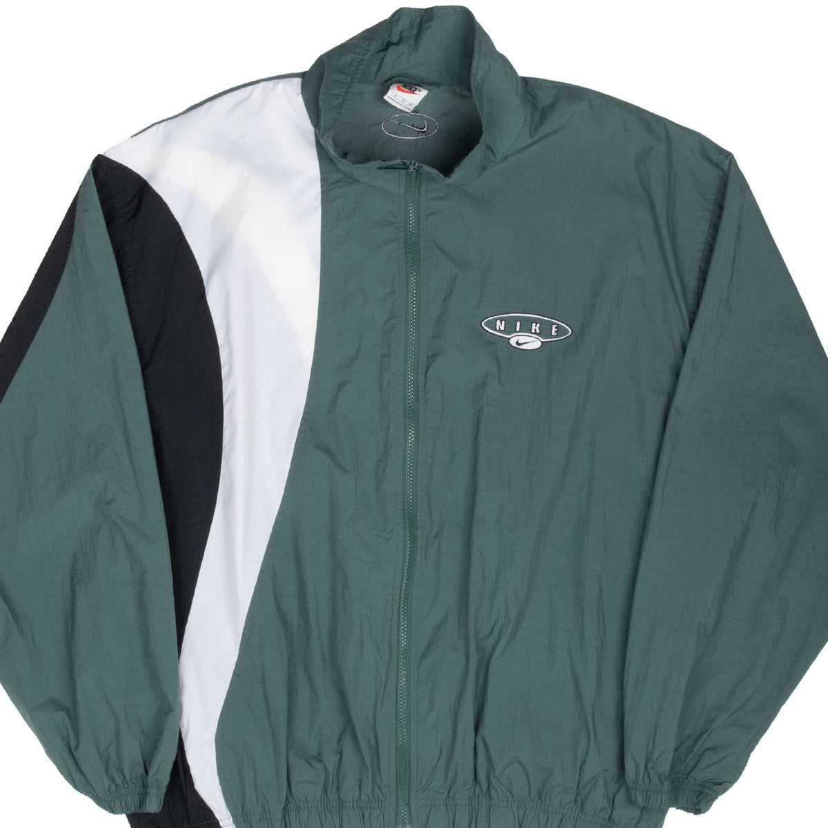 Vintage Nike Classic Swoosh Green Windbreaker Jacket 1990S Size XL