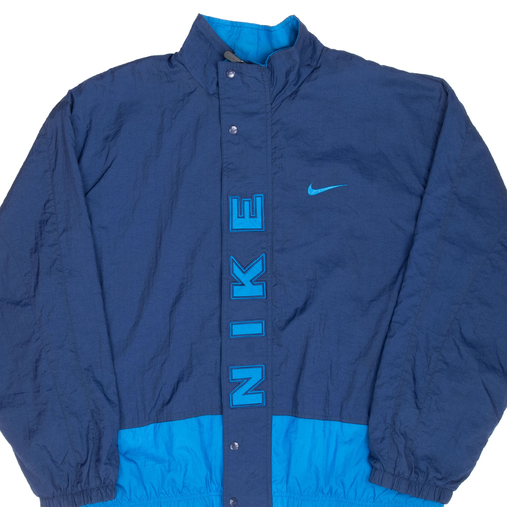 Vintage Nike Classic Swoosh Blue Windbreaker Jacket 1990S Size XL