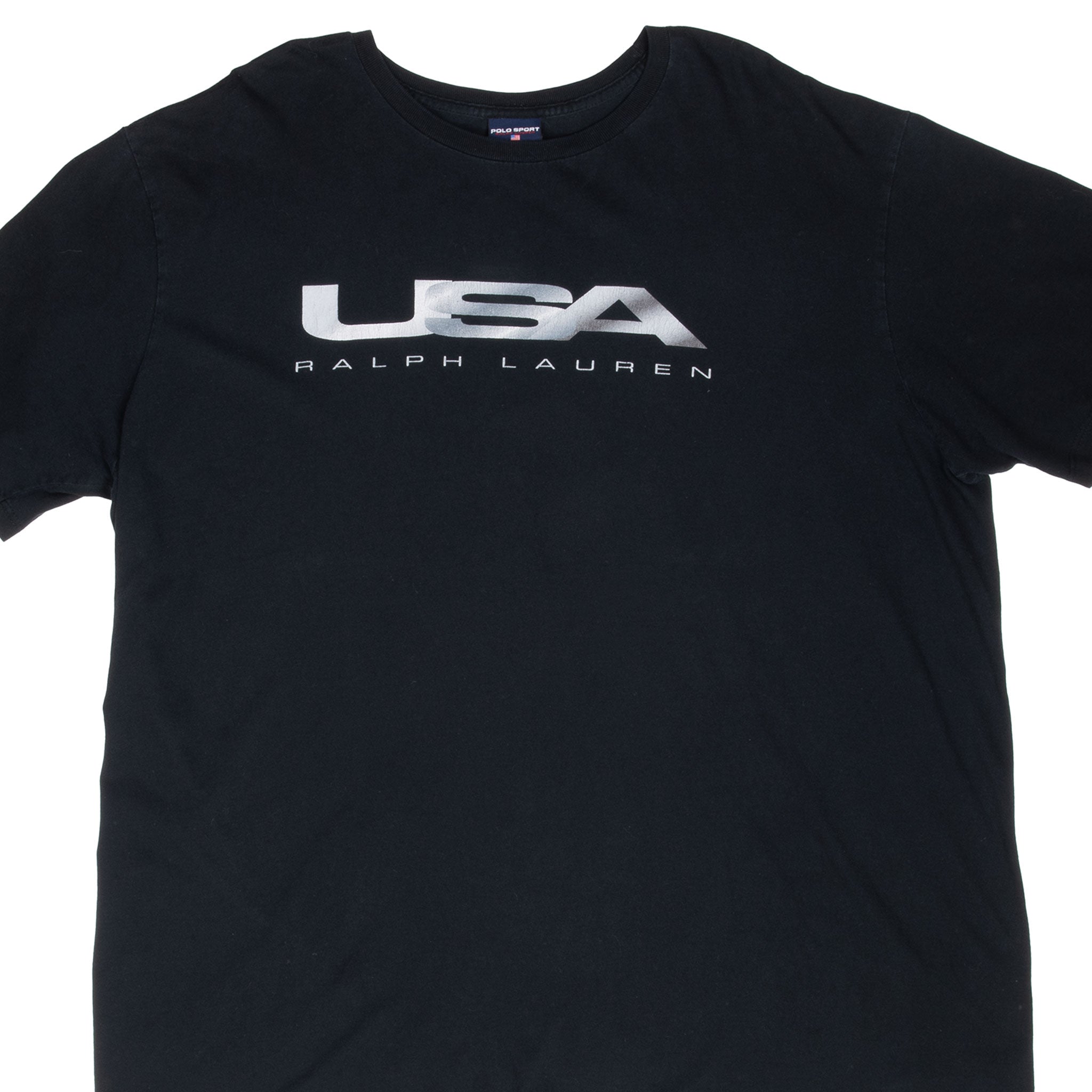 VINTAGE POLO RALPH LAUREN USA NAVY BLUE TEE SHIRT 1990S 2XL