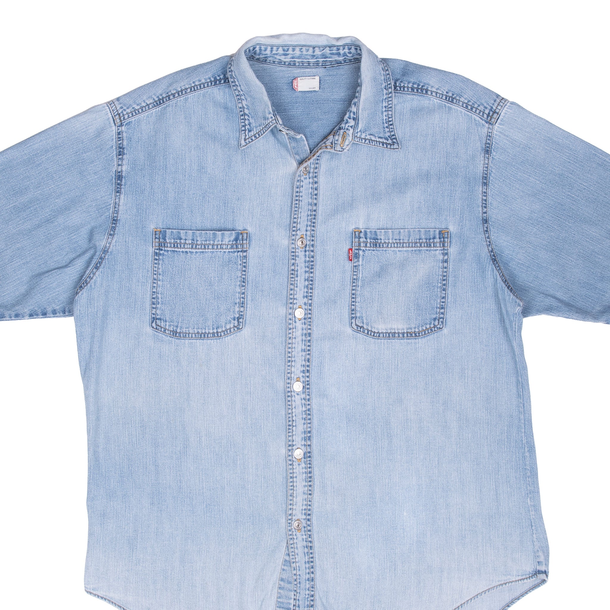 Vintage Levis Denim Short Sleeve Shirt Size XL 2000S