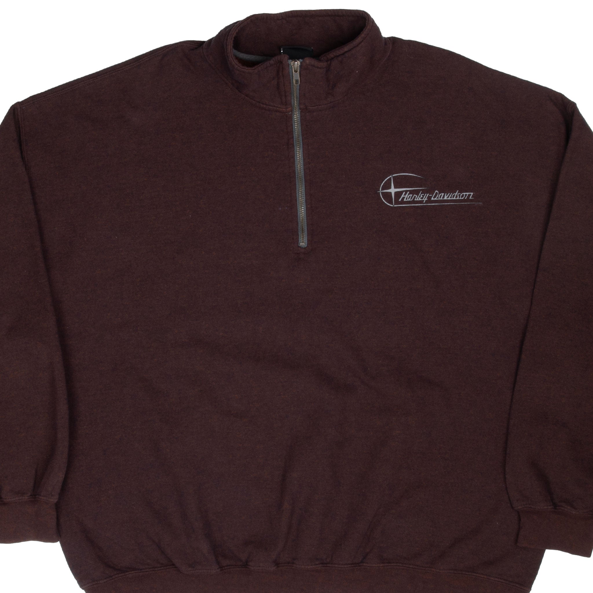Vintage Harley Davidson Urbana Illinois Brown Quarter Zip Sweater 2000S Size 2XL