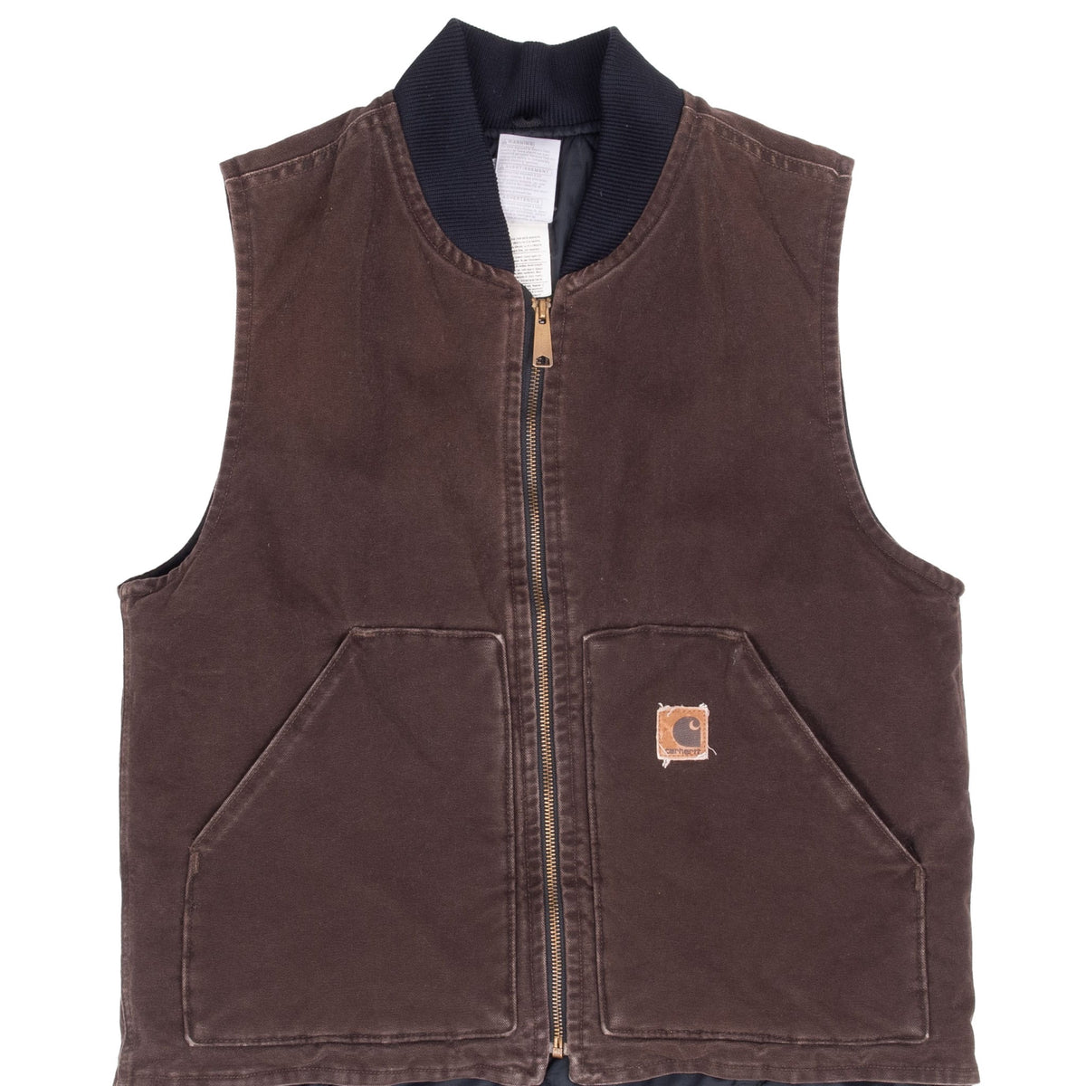 Vintage Carhartt Brown Quilt Lined Vest Jacket V02Dkb 2004 Size Medium Made In USA