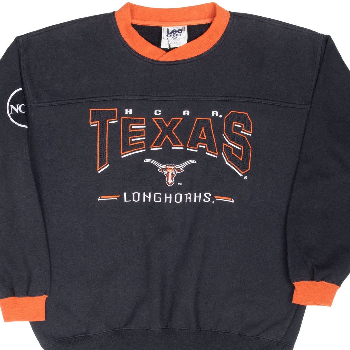 Vintage Ncaa Texas Longhorns Embroidered Black Sweatshirt 1990S Size Medium