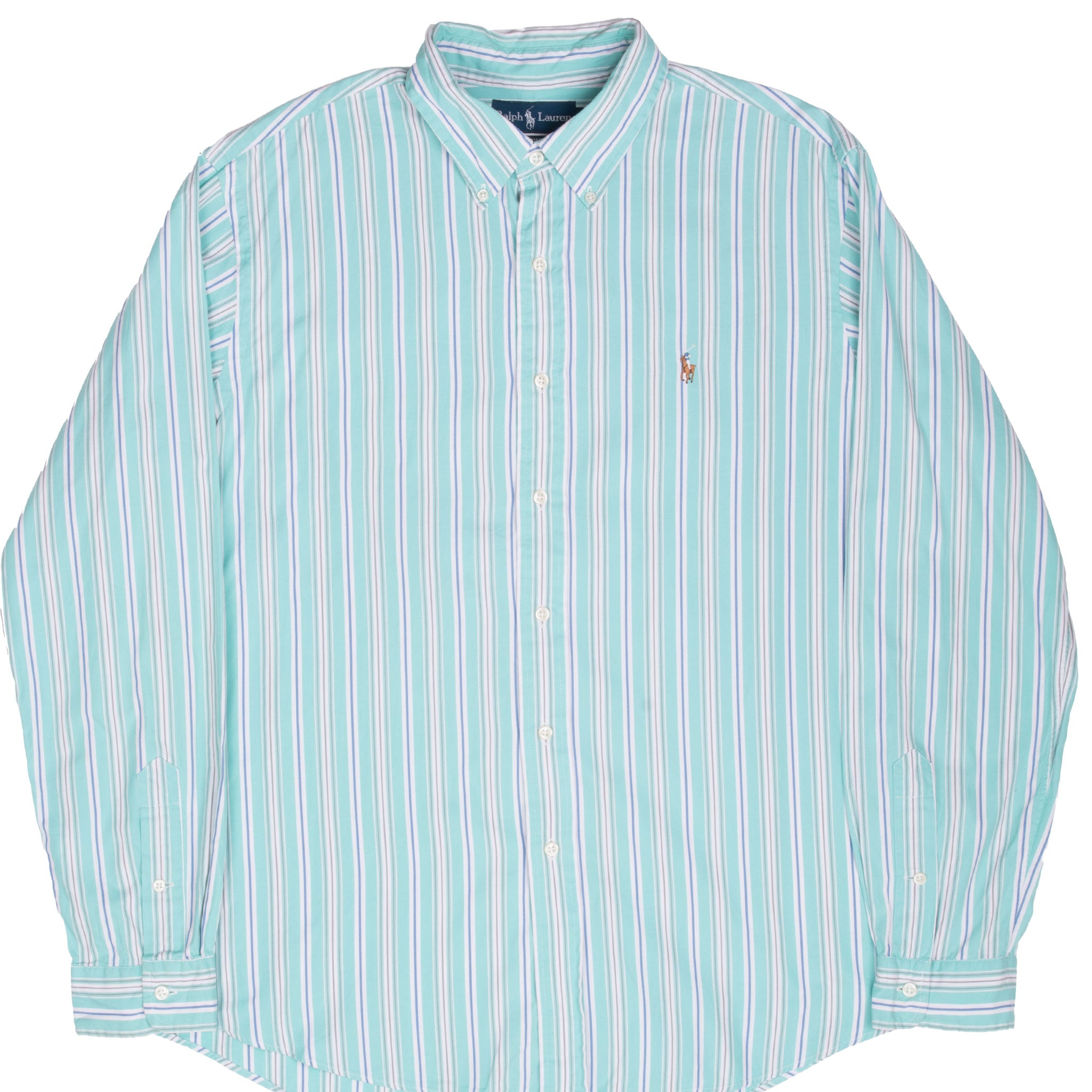 Vintage Ralph Lauren Classic Striped Turquoise Shirt 1990S Size XL