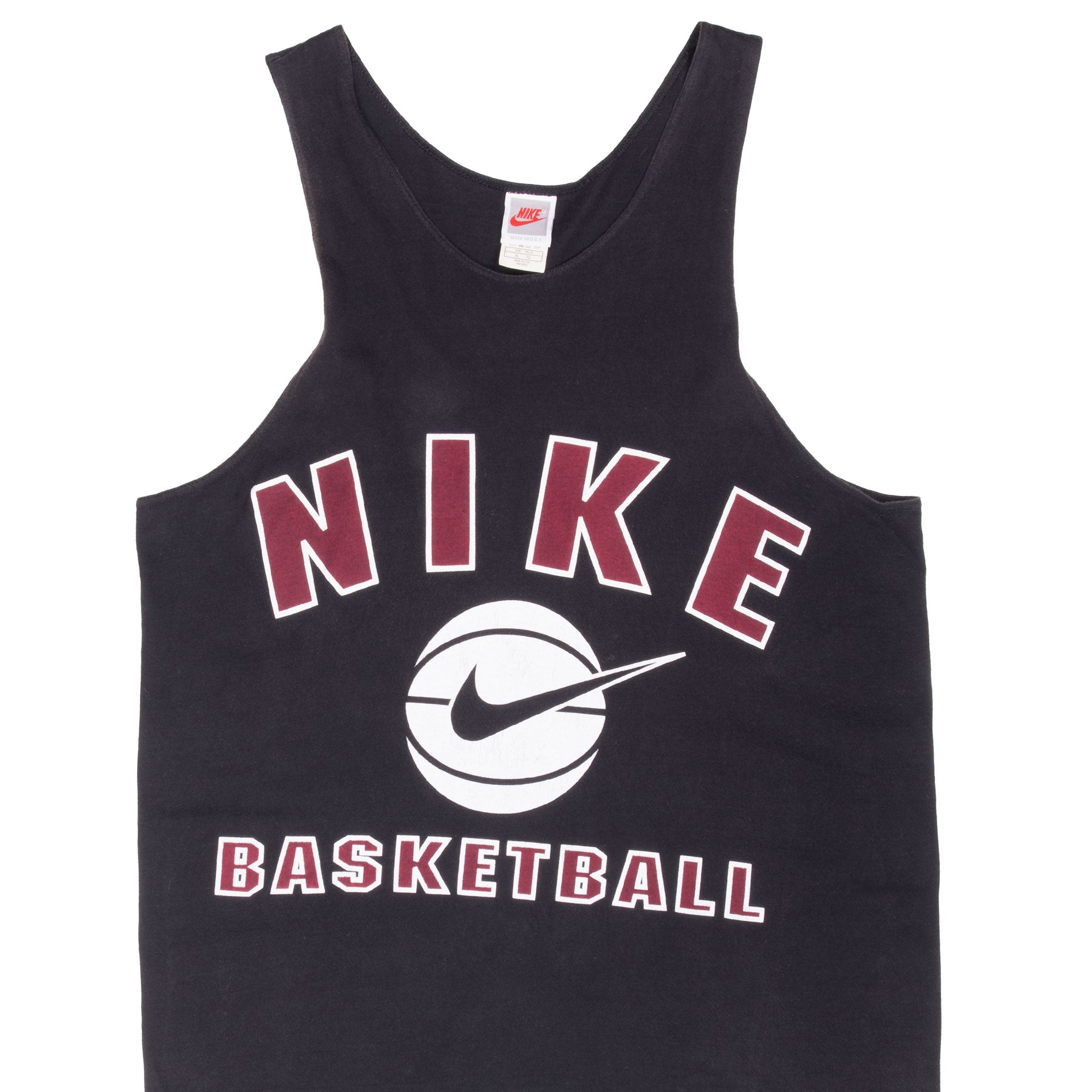 VINTAGE NIKE BASKETBALL BLACK TANK TOP TEE SHIRT LATE 1980S LARGE MADE IN USA