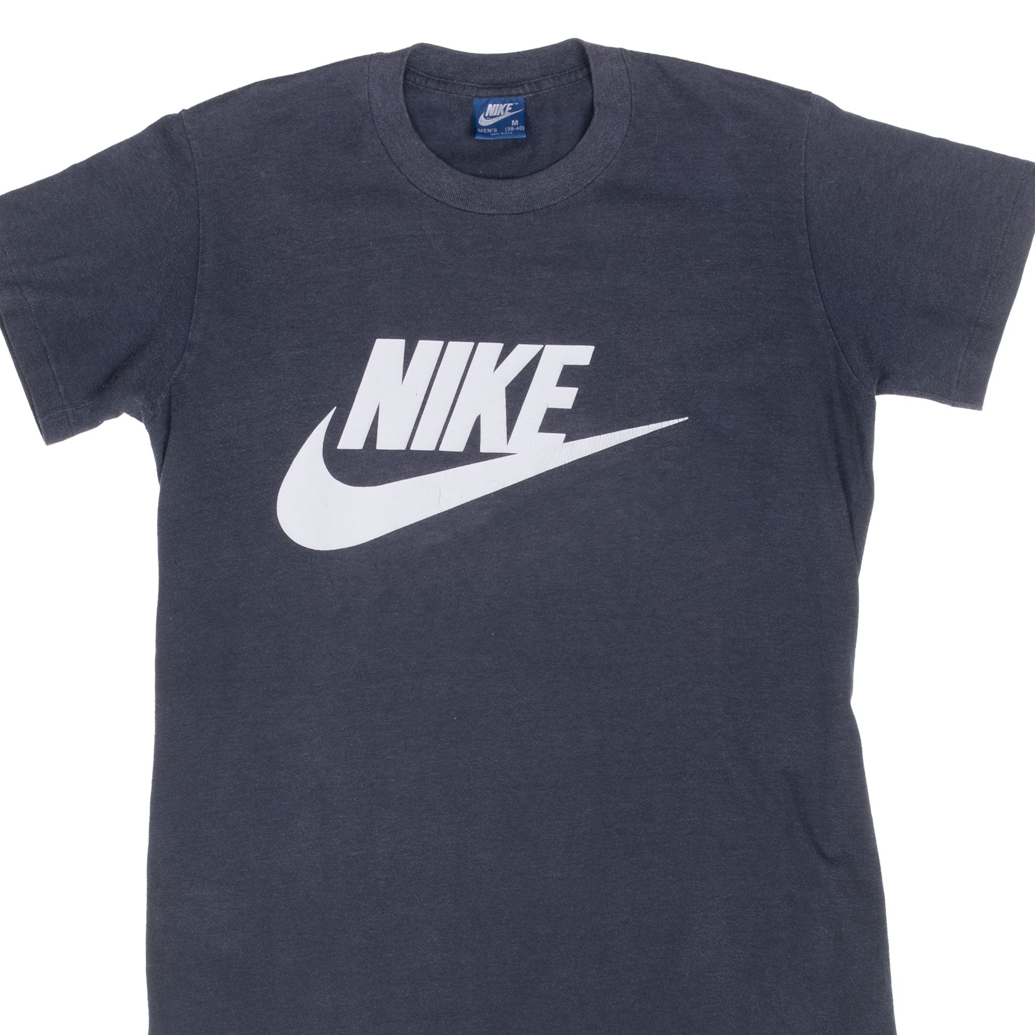 Vintage Nike Big Swoosh Black Tee Shirt 1980S Size Medium Made In Usa With Single Stitch Sleeves
Blue Label