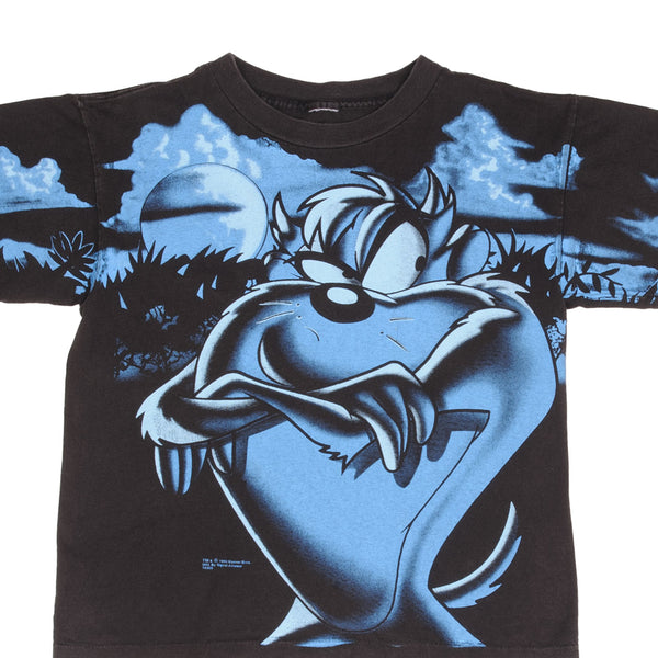 Vintage All Over Print Looney Tunes Taz 1995 Tee Shirt Size Large Youth (14/16)