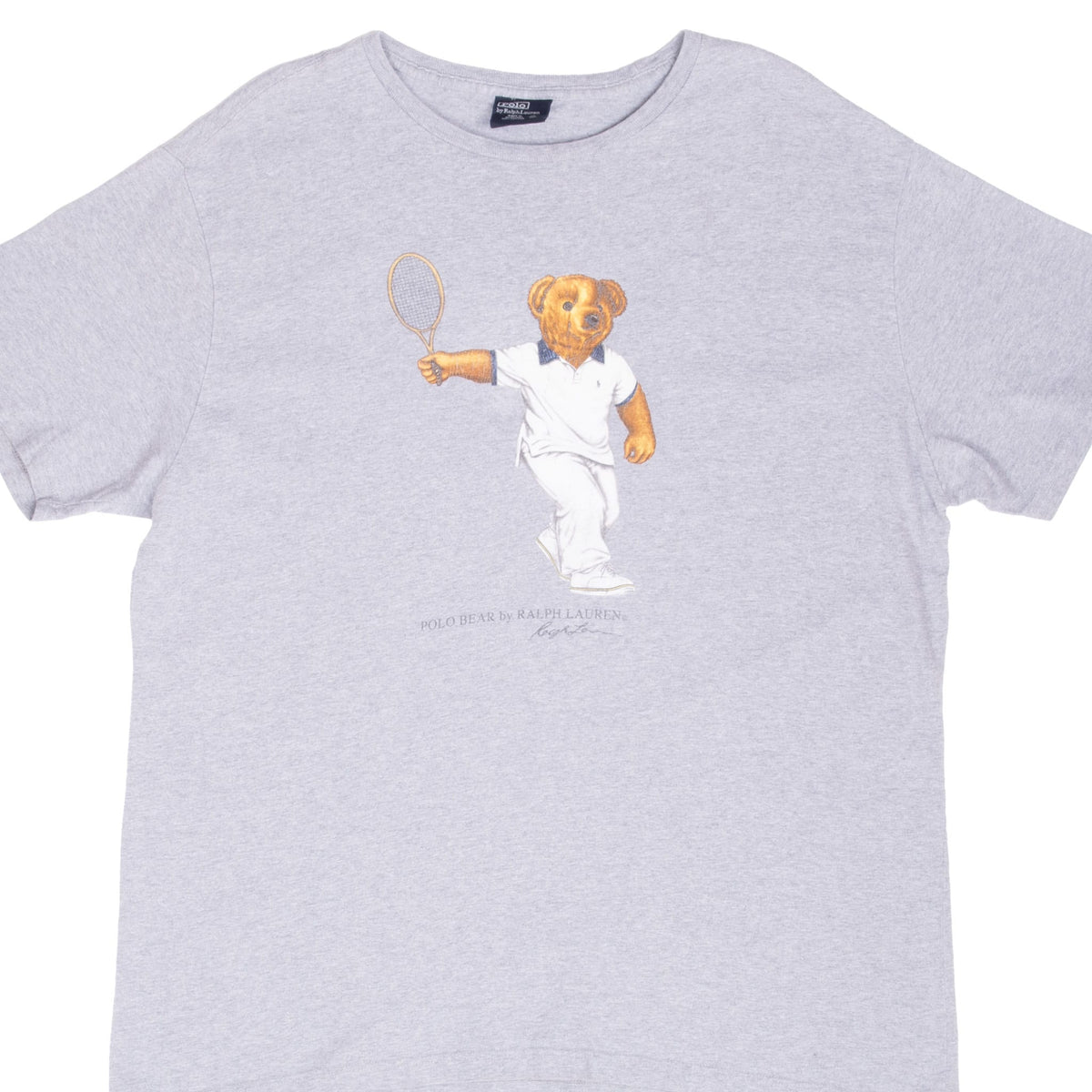 Vintage Ralph Lauren Polo Bear Tennis Grey Tee Shirt 1990S Size Large