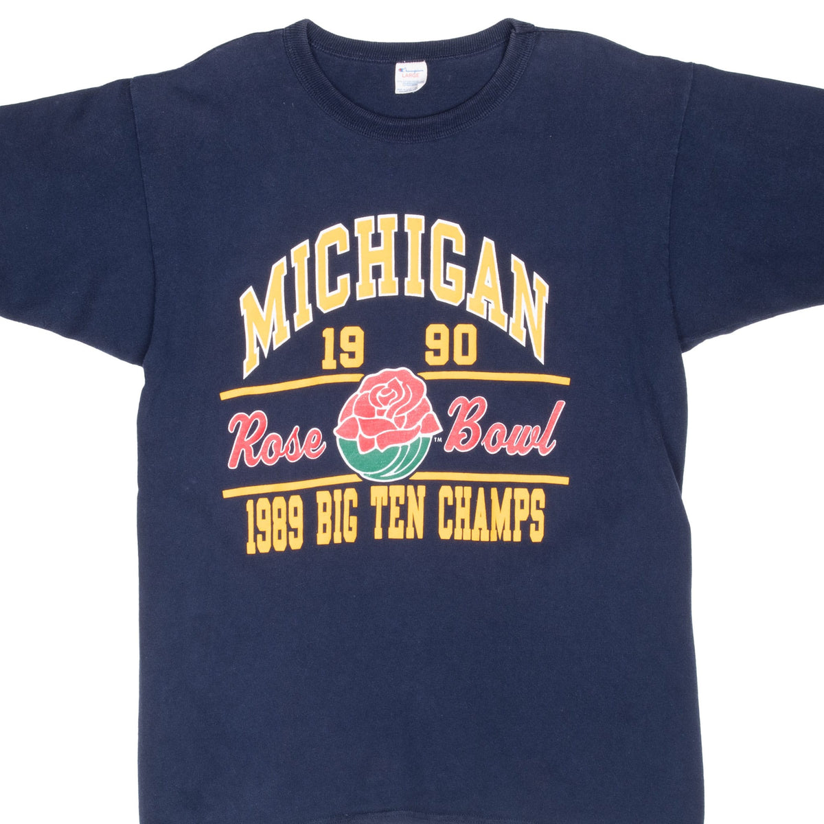 Vintage University Of Michigan Rose Bowl 1990 Champion Tee Shirt 1980s Size Medium Made In USA With Singe Stitch Sleeves